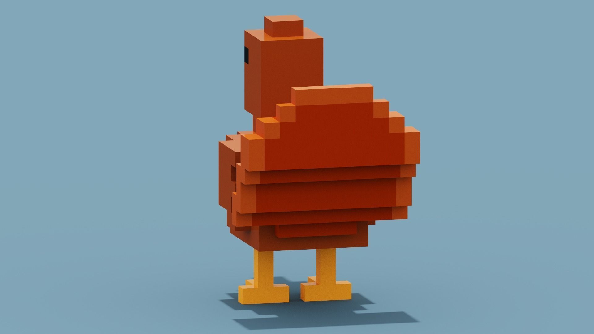 Voxel Turkey Low-poly 3D model_7