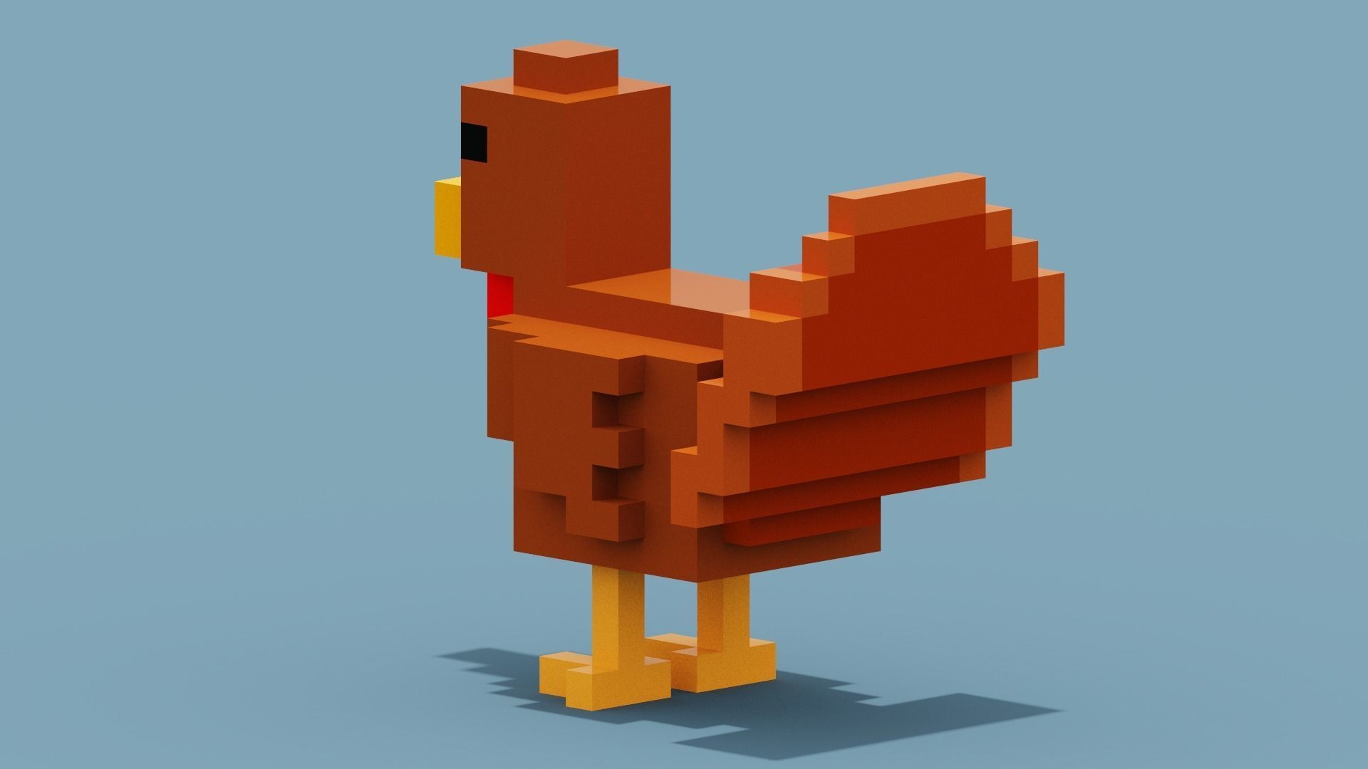 Voxel Turkey Low-poly 3D model_6