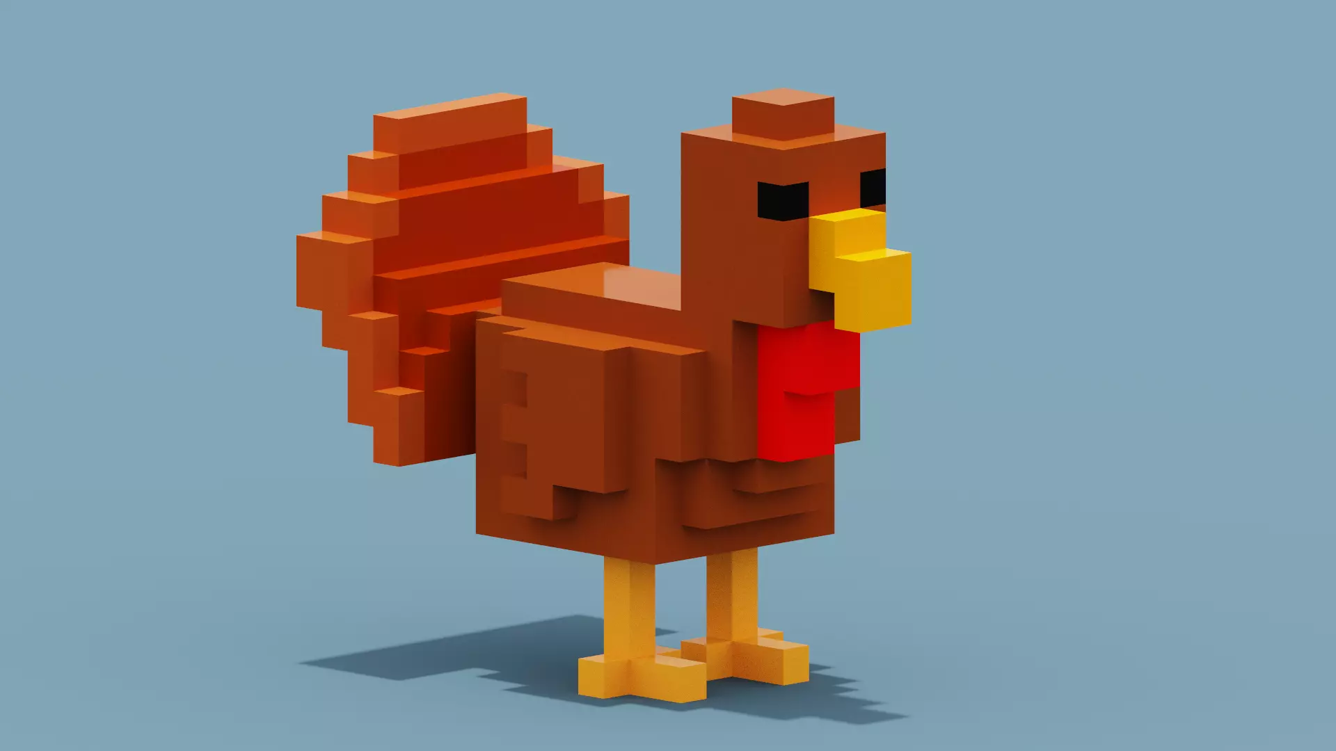 Voxel Turkey Low-poly 3D model_0