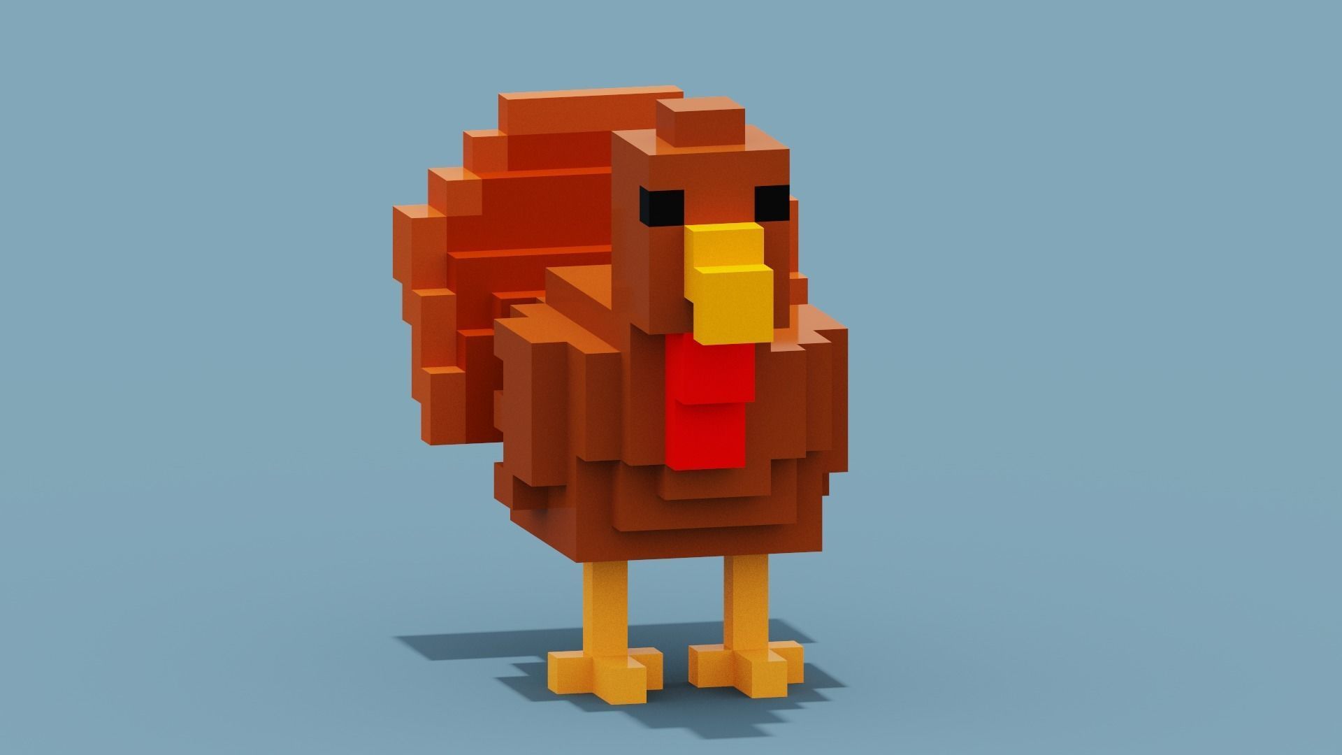 Voxel Turkey Low-poly 3D model_1