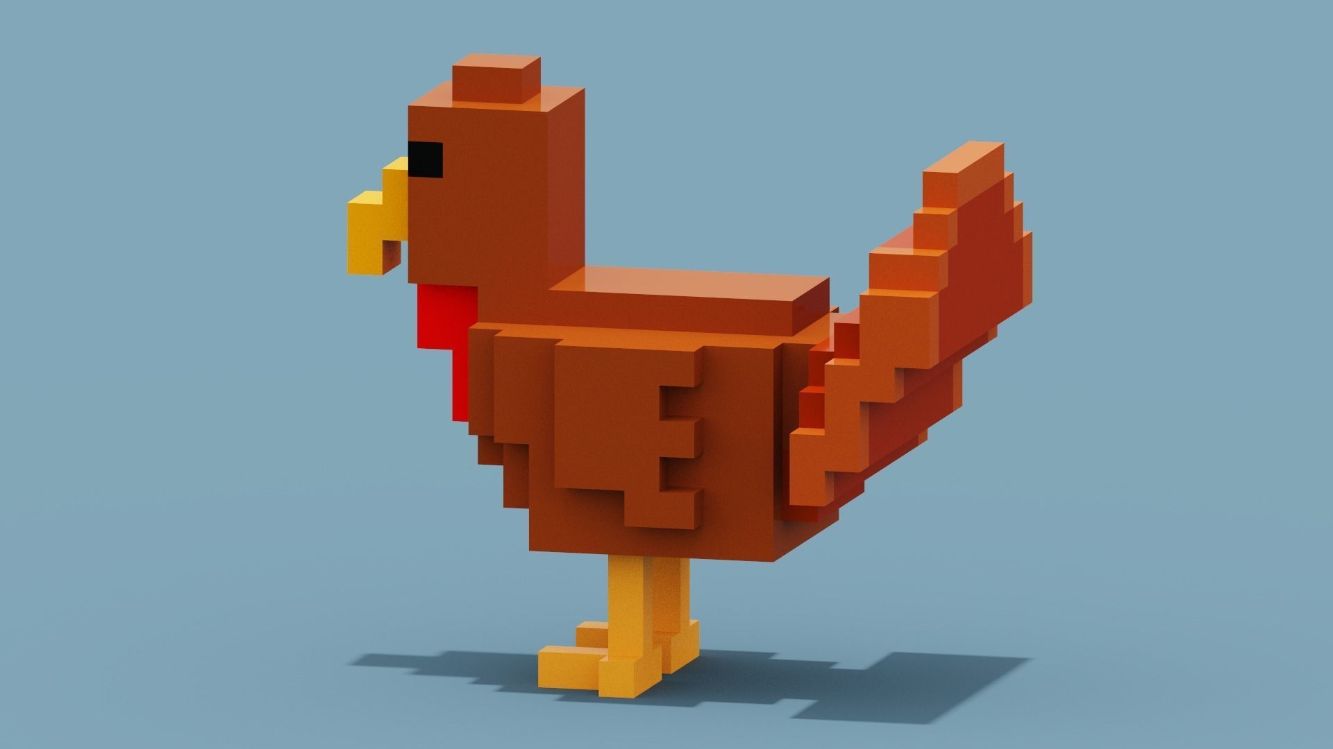 Voxel Turkey Low-poly 3D model_5