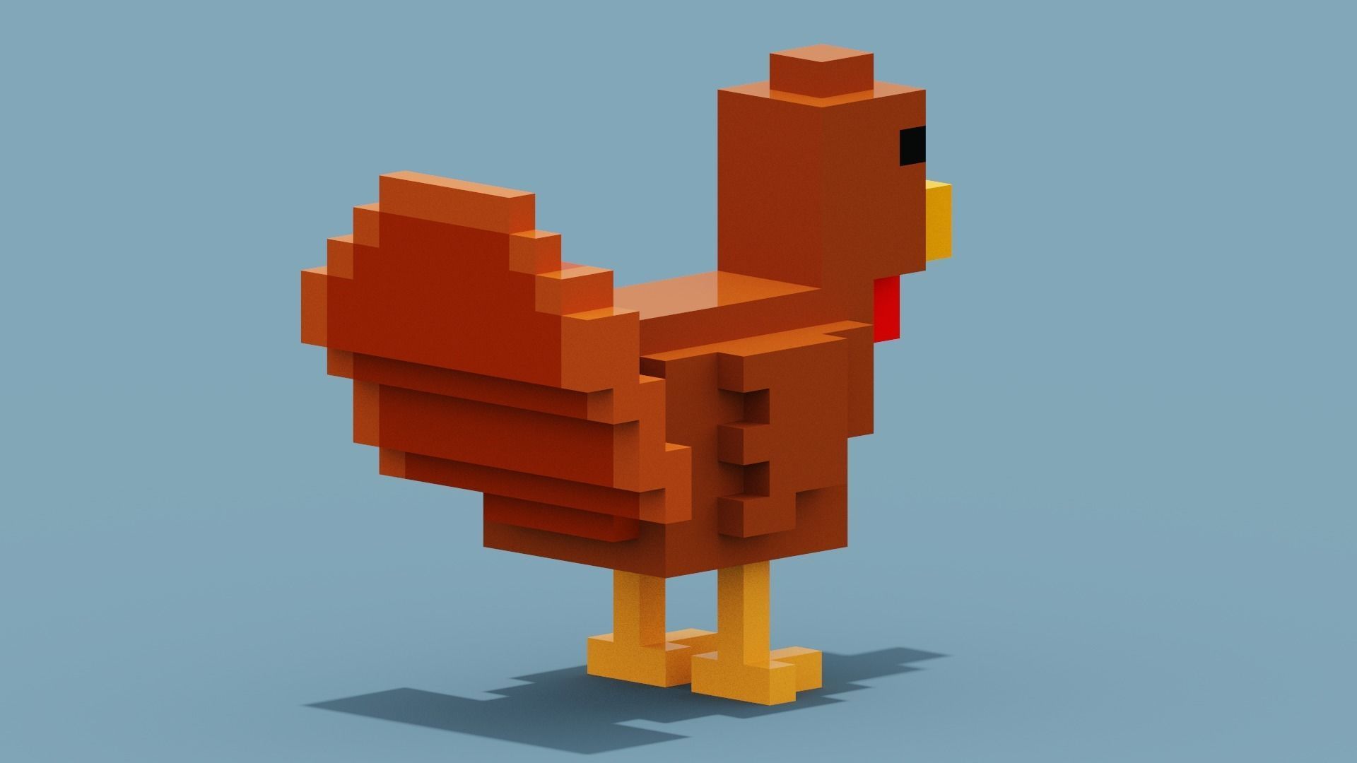 Voxel Turkey Low-poly 3D model_9