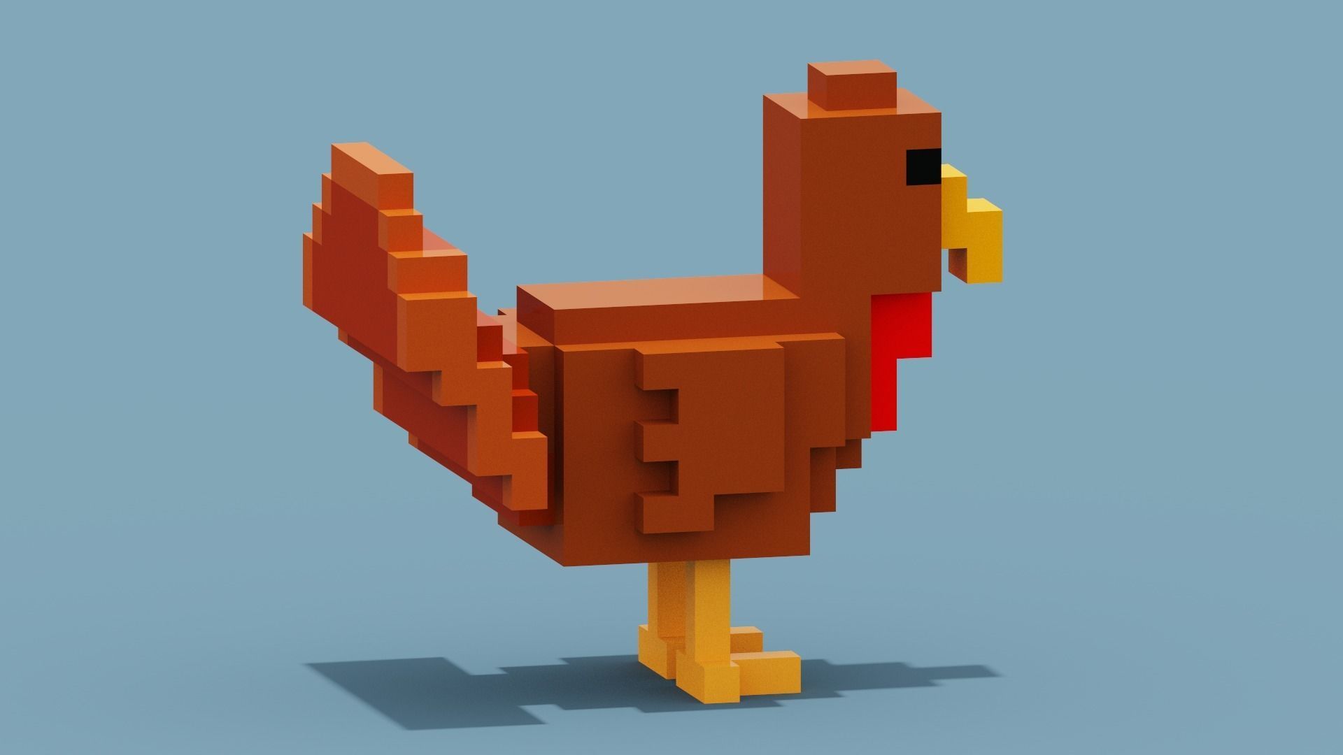 Voxel Turkey Low-poly 3D model_10