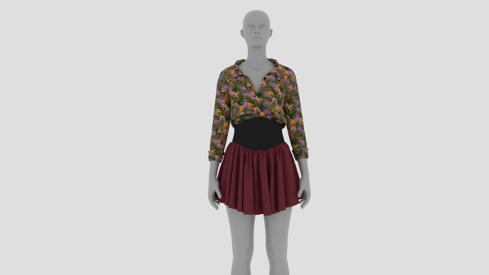 Womens Dress - Female Outfit Clothes Low-poly 3D model_7