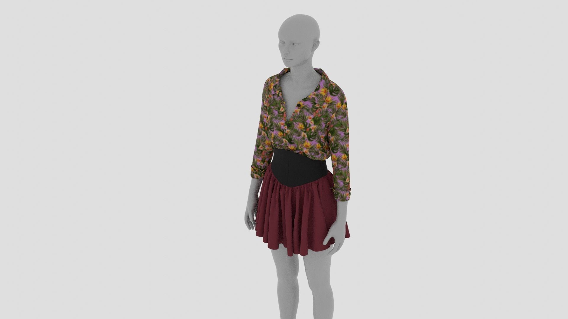 Womens Dress - Female Outfit Clothes Low-poly 3D model_5