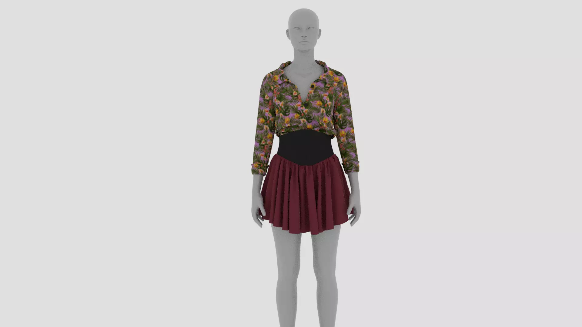 Womens Dress - Female Outfit Clothes Low-poly 3D model_0