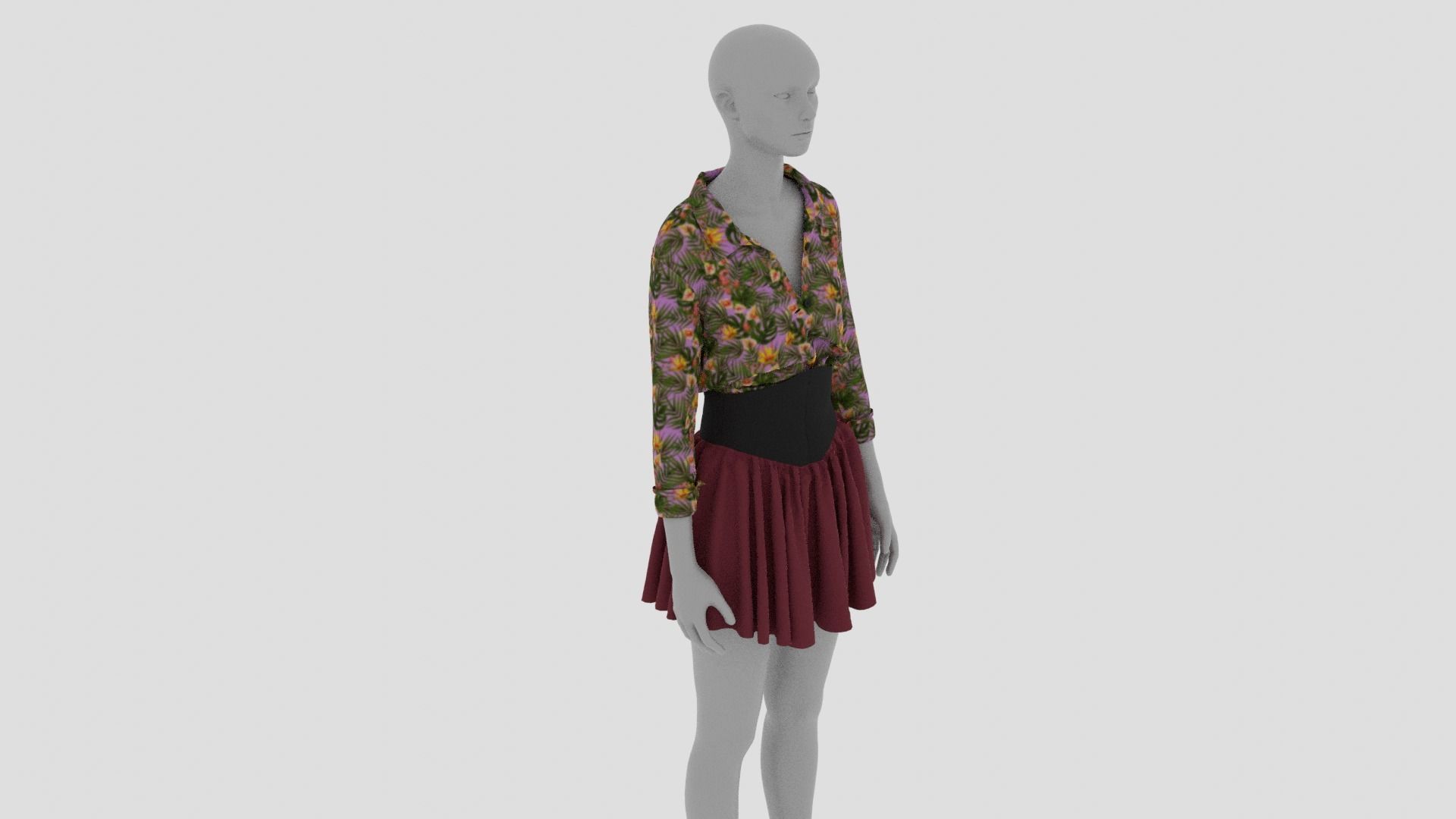 Womens Dress - Female Outfit Clothes Low-poly 3D model_3