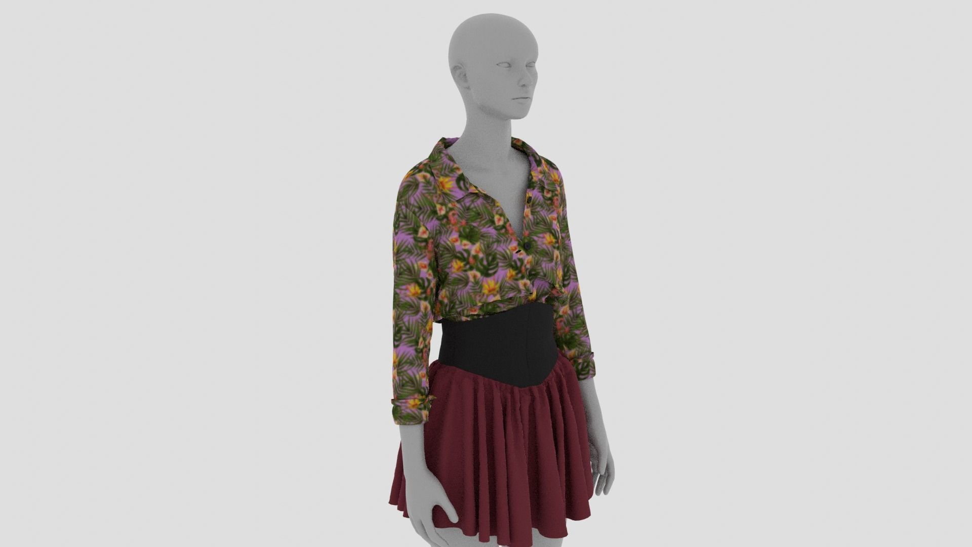 Womens Dress - Female Outfit Clothes Low-poly 3D model_9