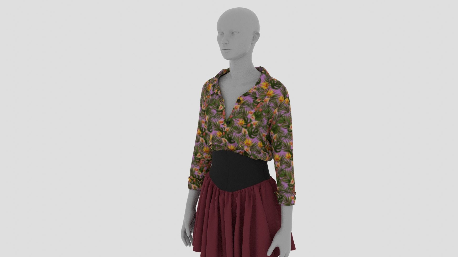 Womens Dress - Female Outfit Clothes Low-poly 3D model_11