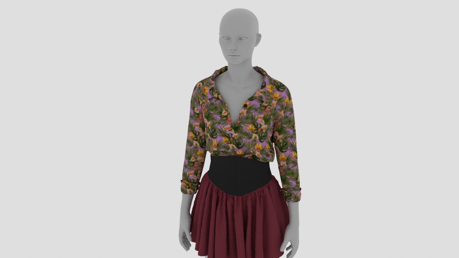 Womens Dress - Female Outfit Clothes Low-poly 3D model_13