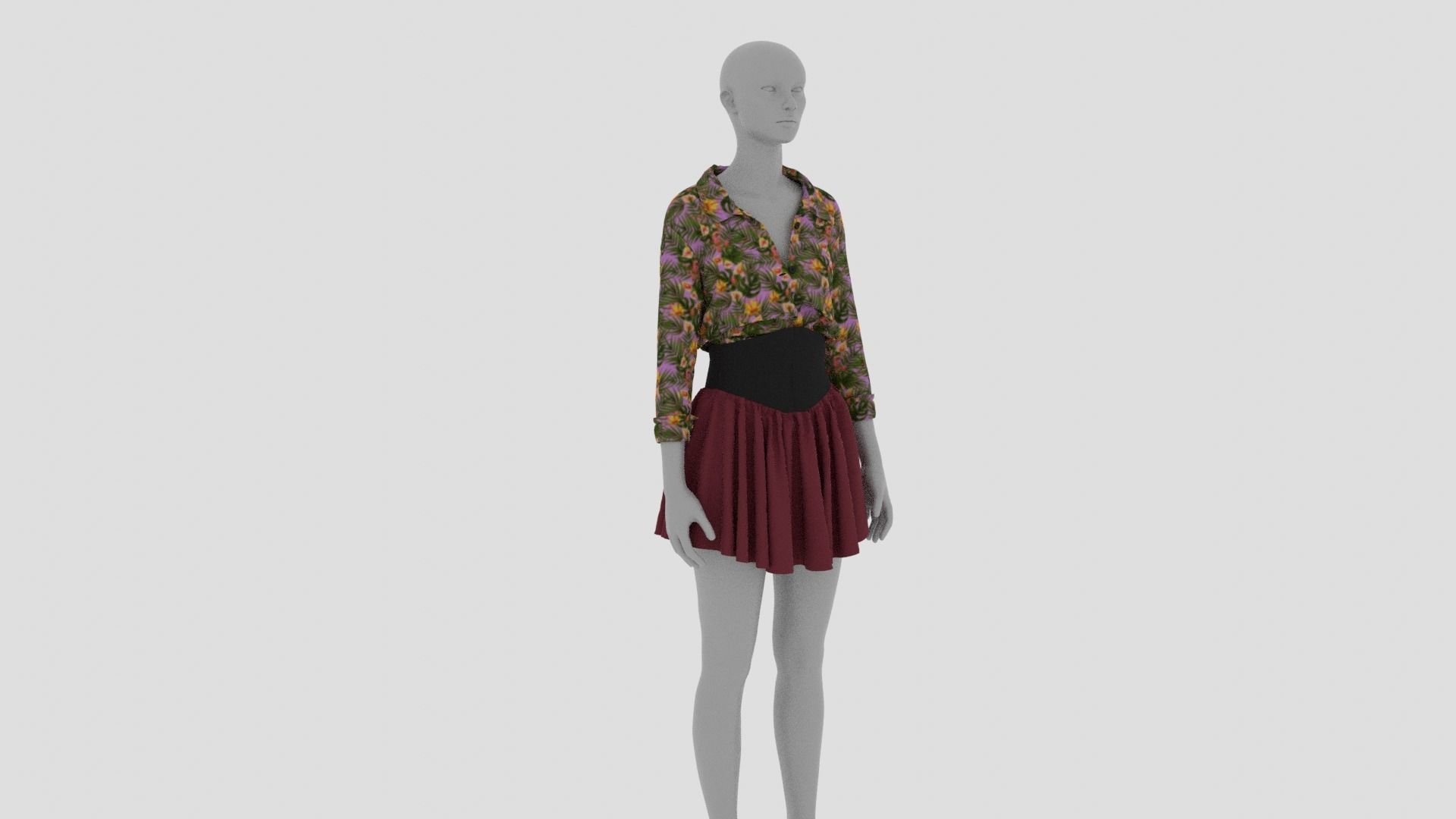 Womens Dress - Female Outfit Clothes Low-poly 3D model_1