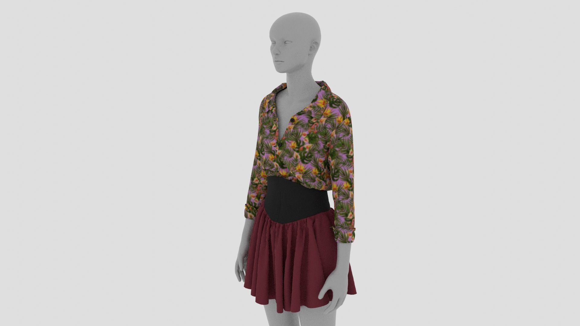 Womens Dress - Female Outfit Clothes Low-poly 3D model_14