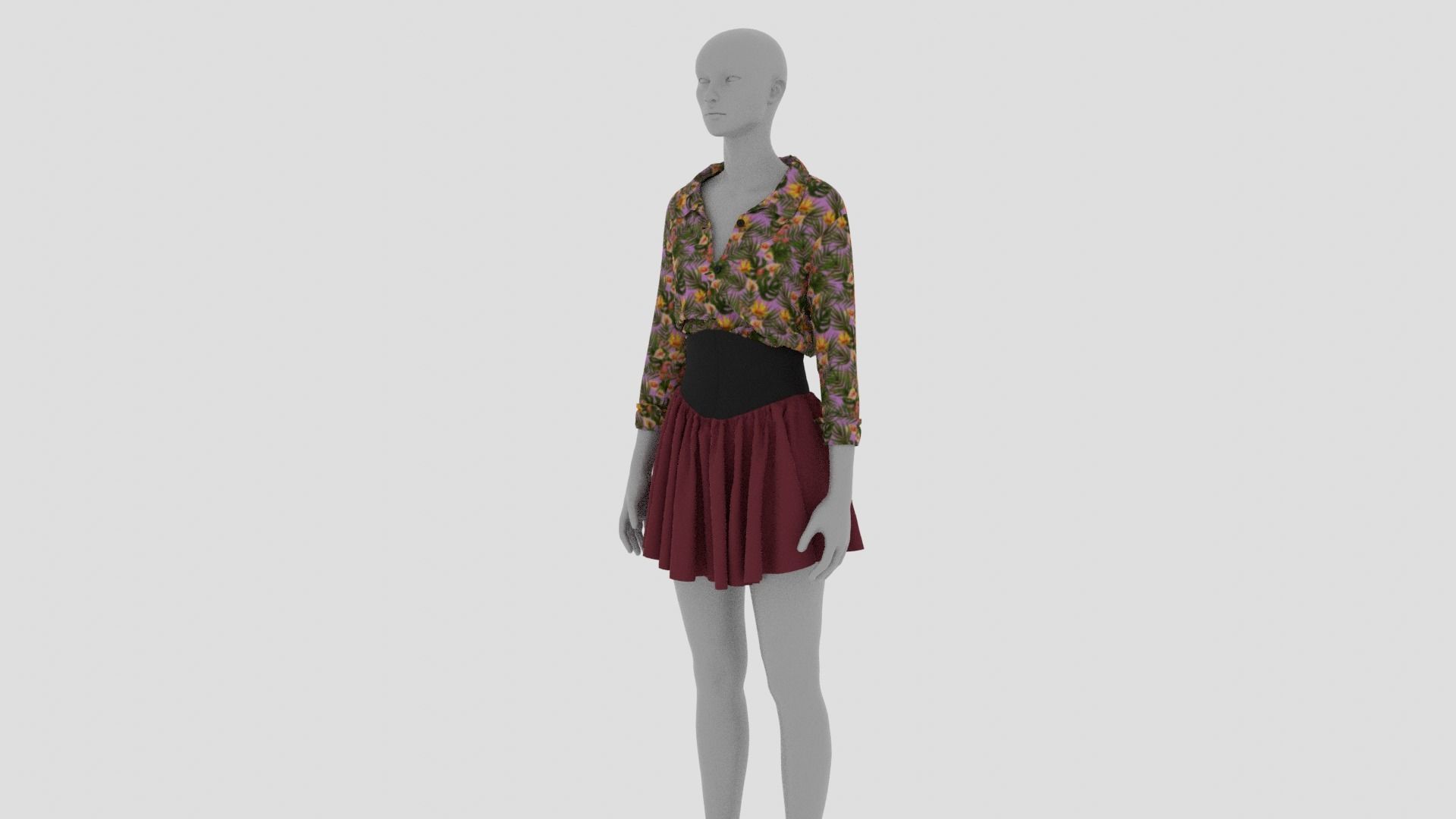 Womens Dress - Female Outfit Clothes Low-poly 3D model_2