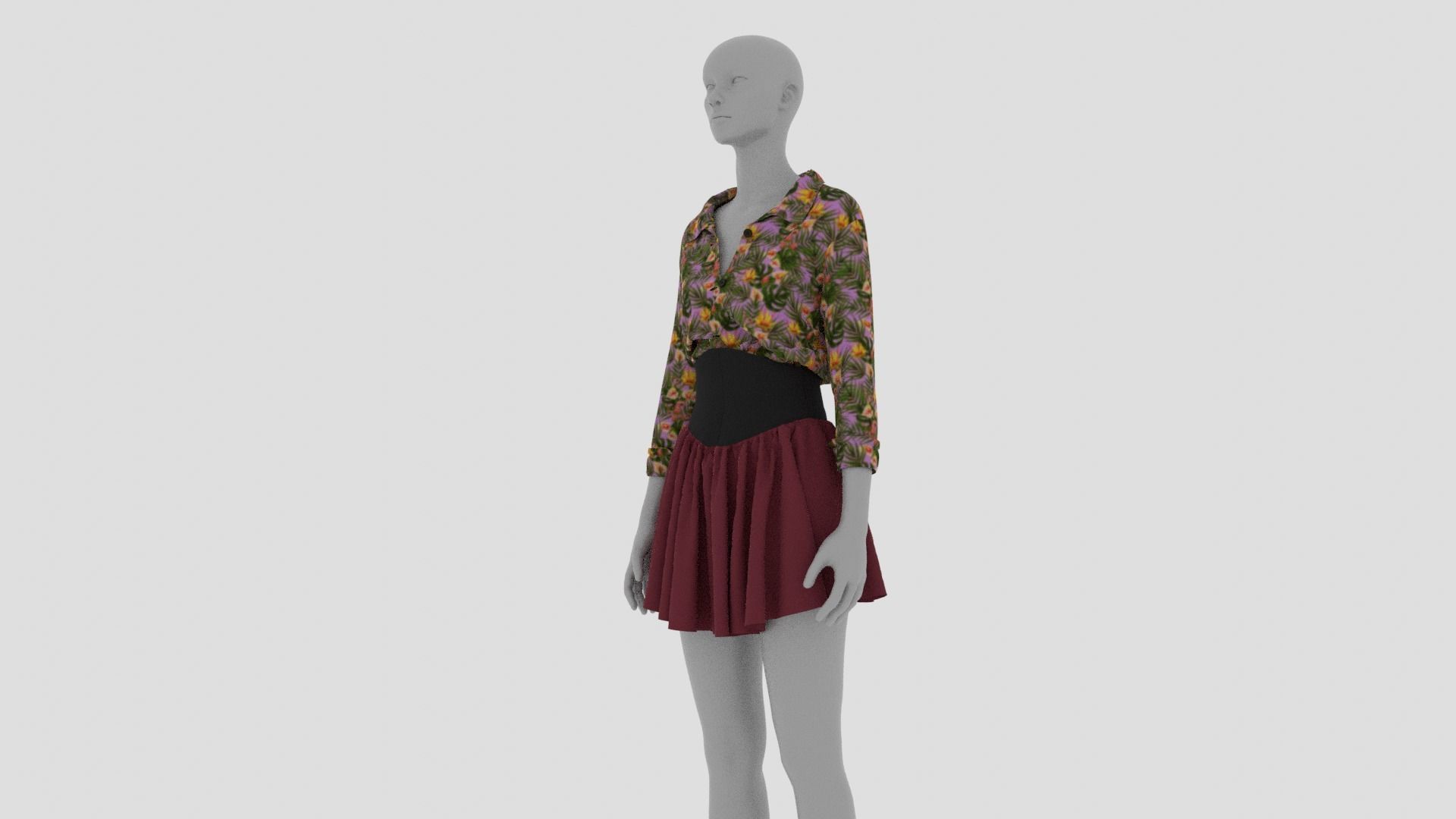 Womens Dress - Female Outfit Clothes Low-poly 3D model_8