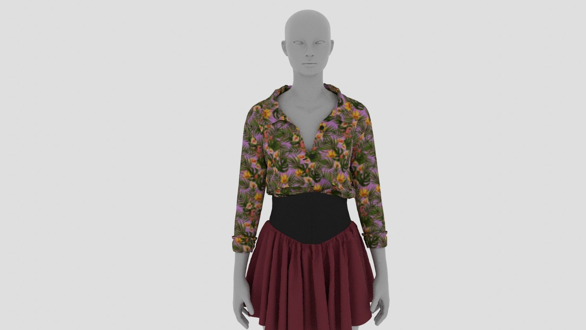 Womens Dress - Female Outfit Clothes Low-poly 3D model_10