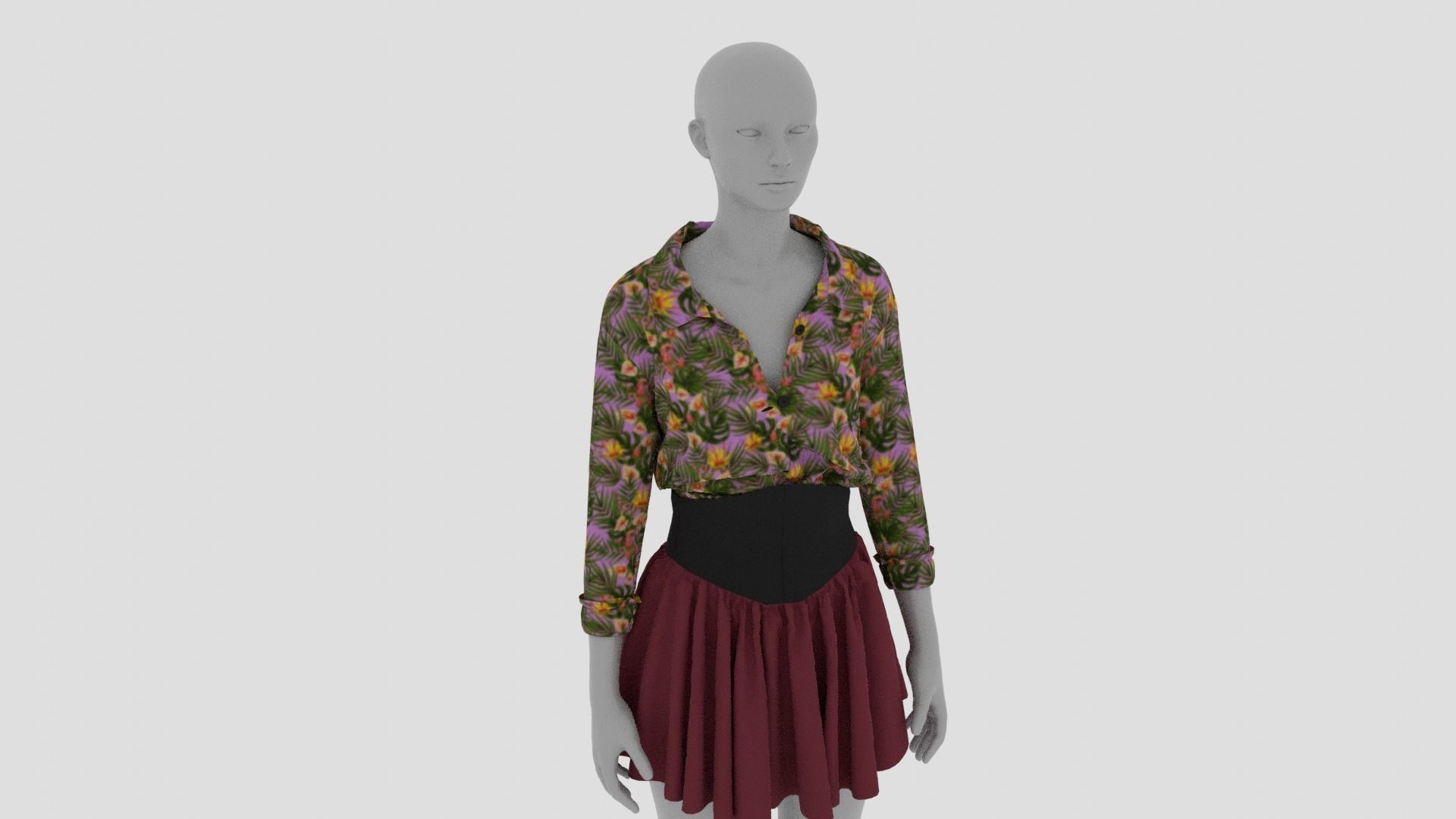 Womens Dress - Female Outfit Clothes Low-poly 3D model_12