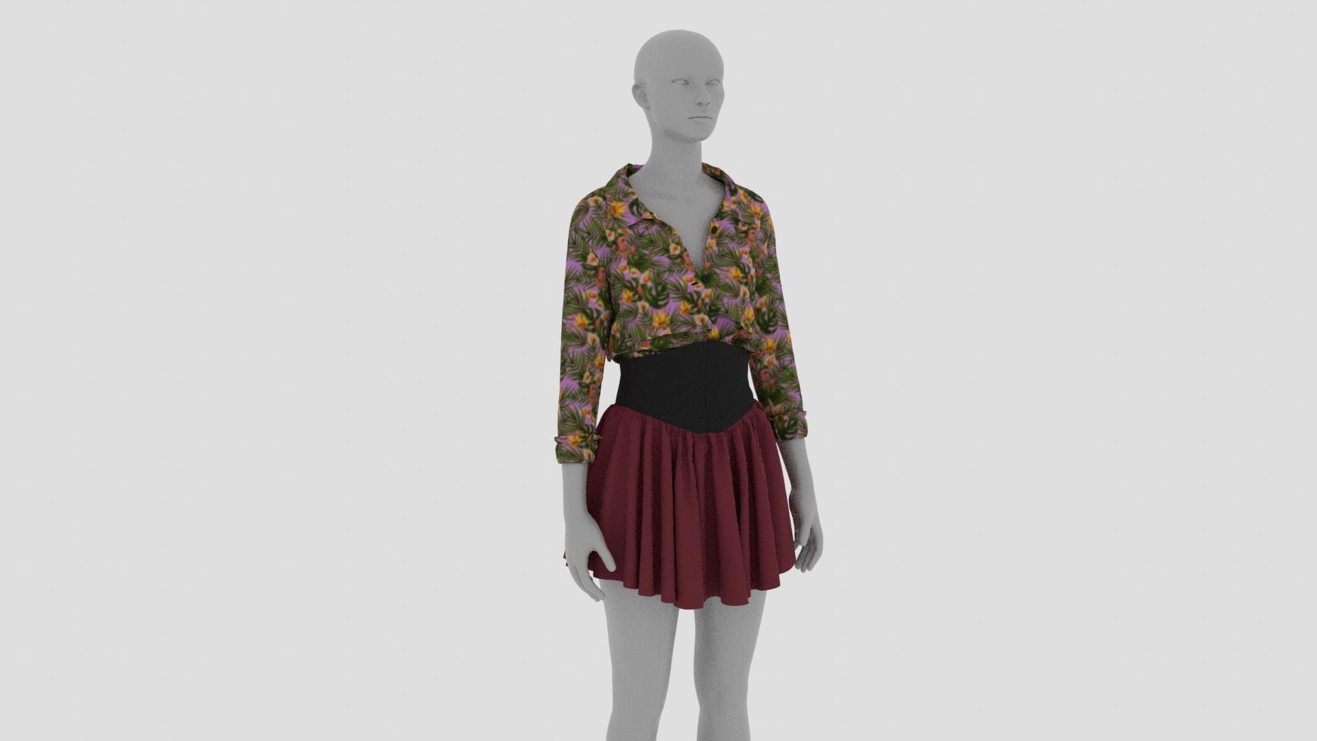 Womens Dress - Female Outfit Clothes Low-poly 3D model_17