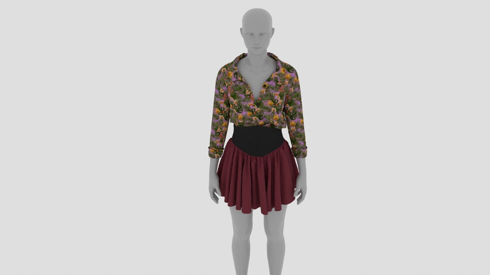 Womens Dress - Female Outfit Clothes Low-poly 3D model_4