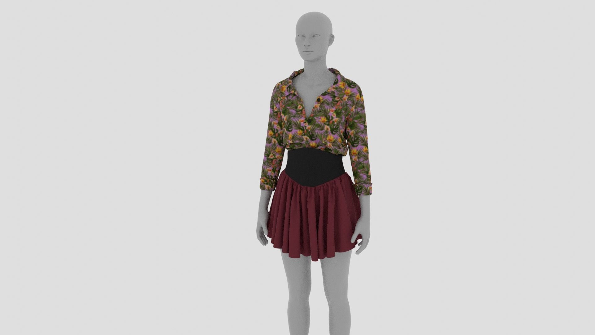 Womens Dress - Female Outfit Clothes Low-poly 3D model_15