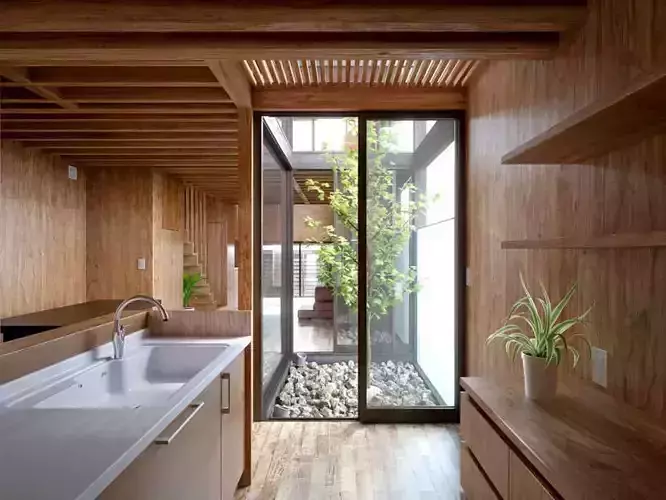Wooden Room With Sink