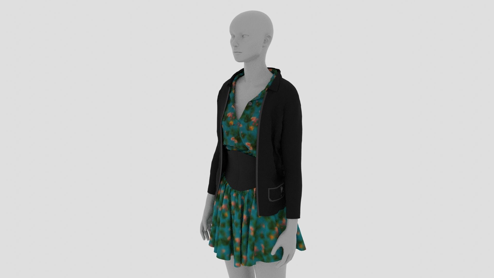 Womens Dress - Female Outfit Clothes Low-poly 3D model_14