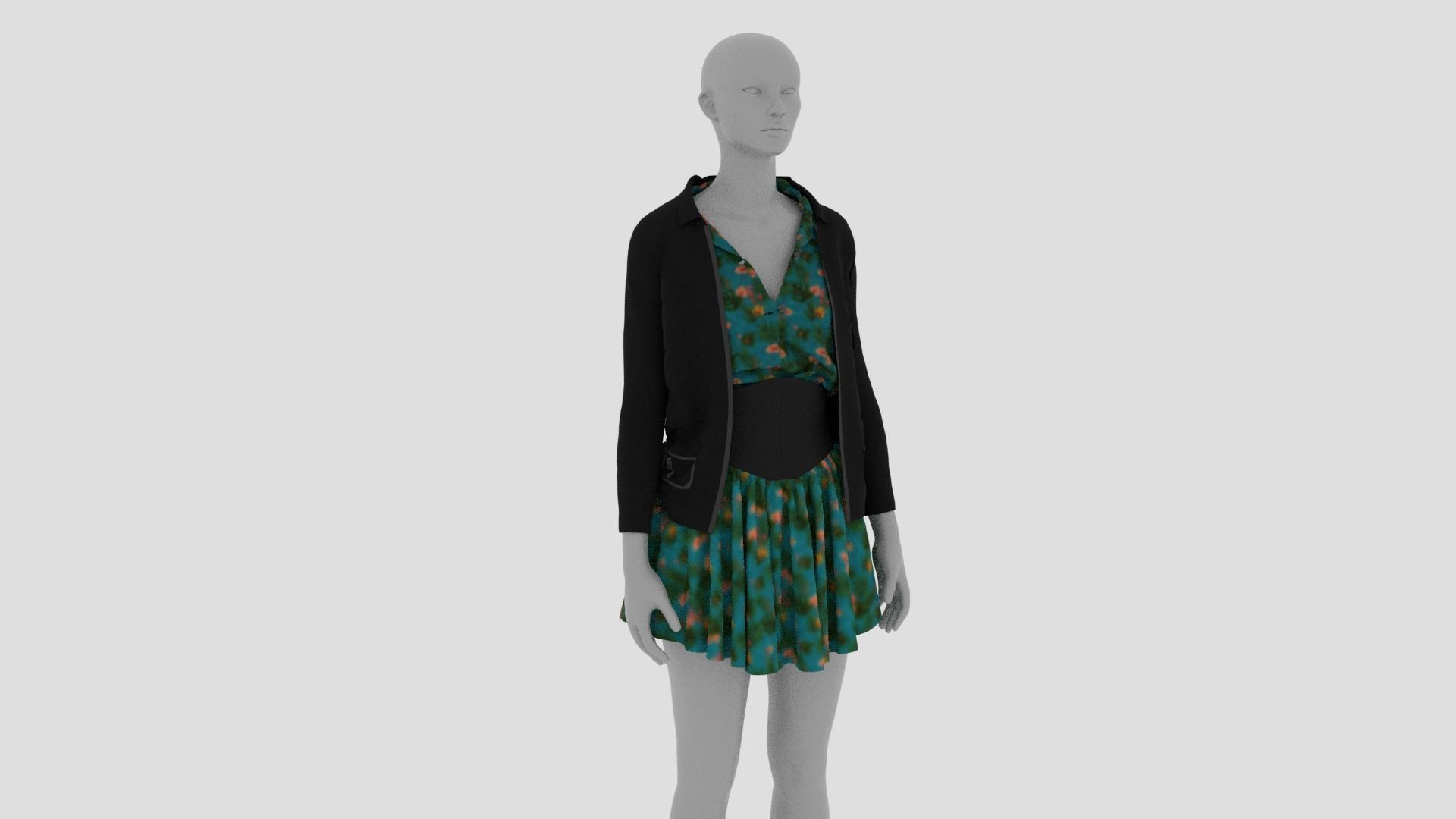 Womens Dress - Female Outfit Clothes Low-poly 3D model_17