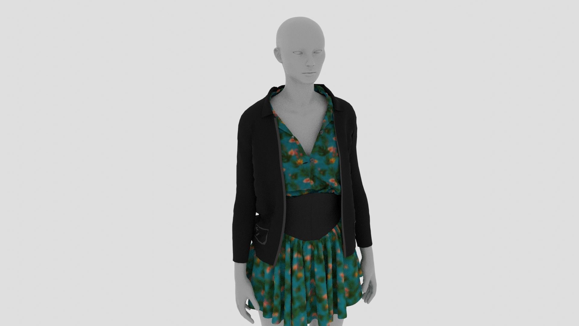 Womens Dress - Female Outfit Clothes Low-poly 3D model_12