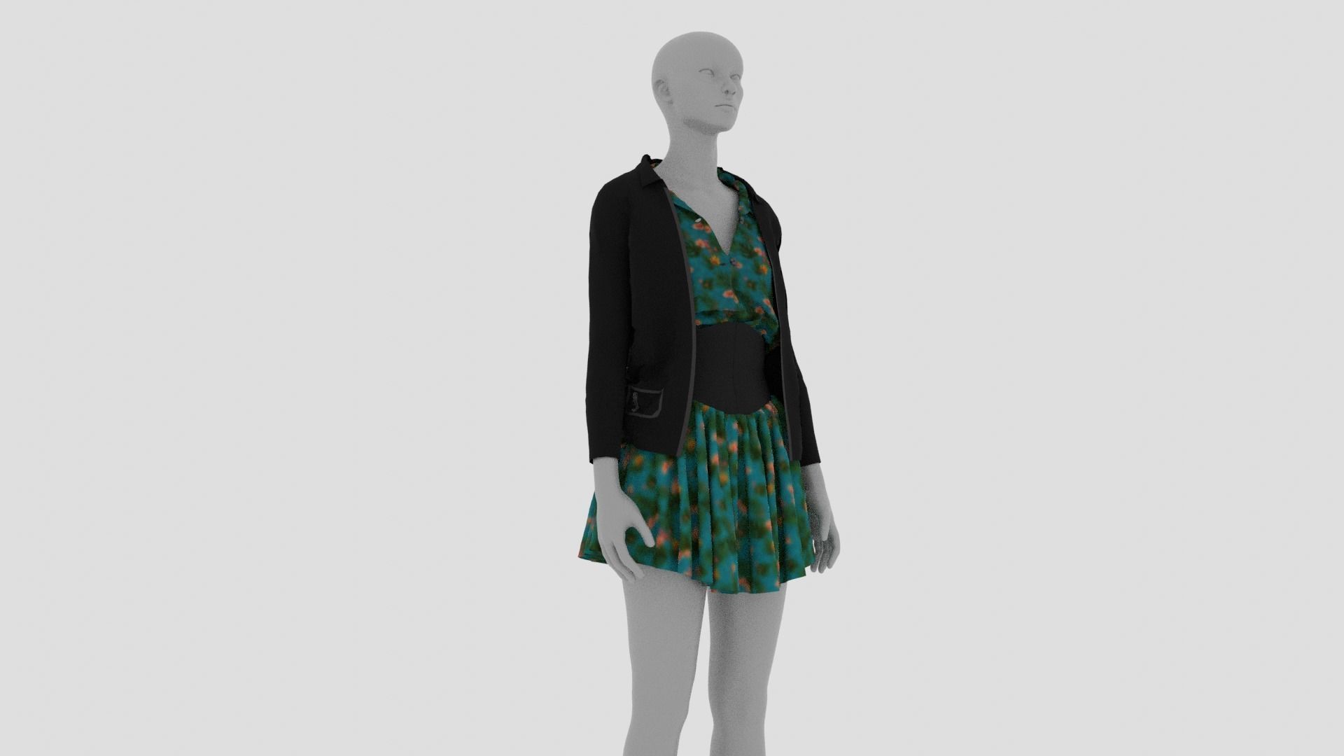 Womens Dress - Female Outfit Clothes Low-poly 3D model_6