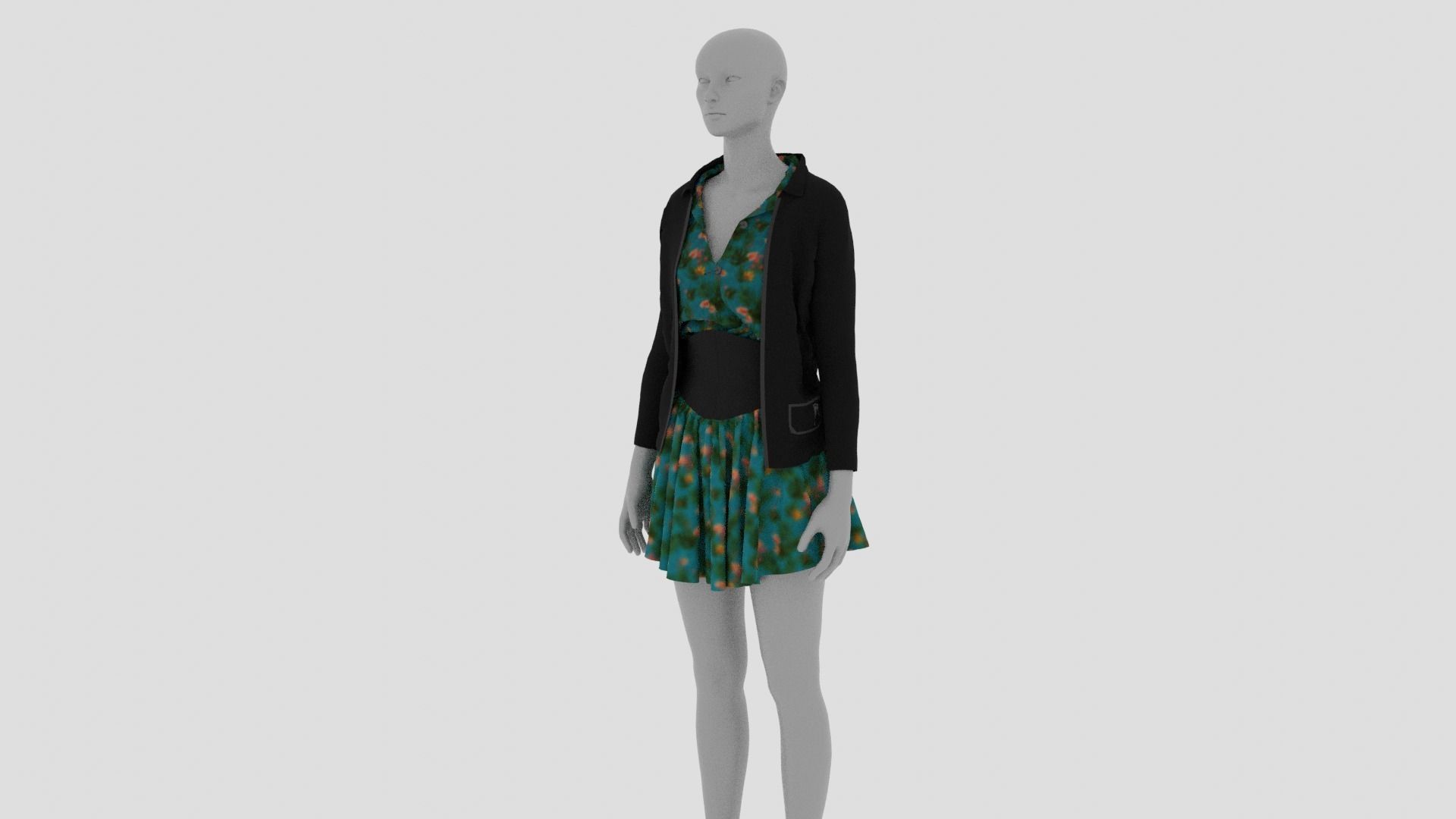 Womens Dress - Female Outfit Clothes Low-poly 3D model_2
