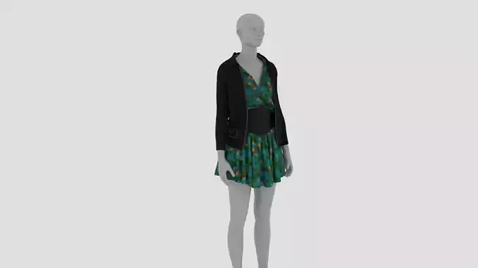 Womens Dress - Female Outfit Clothes Low-poly 3D model