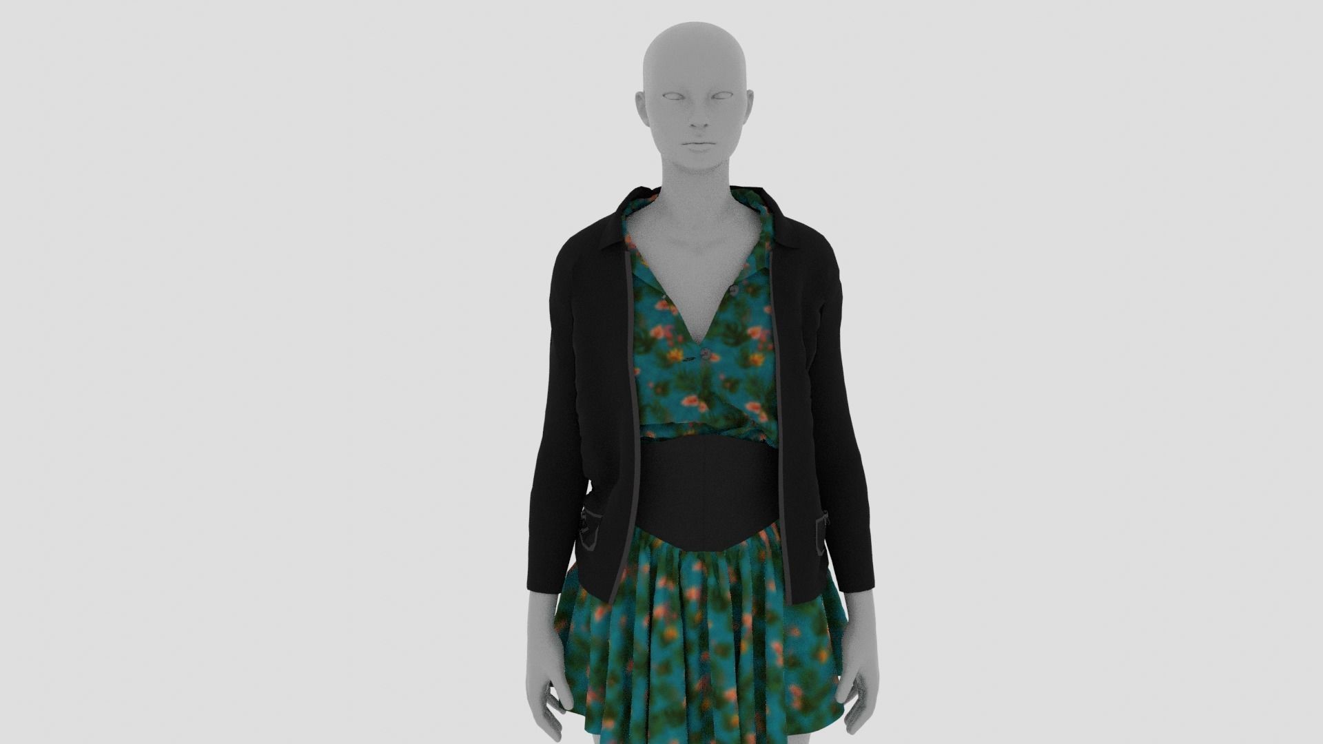 Womens Dress - Female Outfit Clothes Low-poly 3D model_10