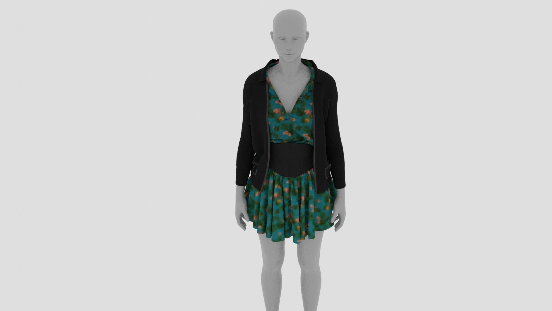 Womens Dress - Female Outfit Clothes Low-poly 3D model_4