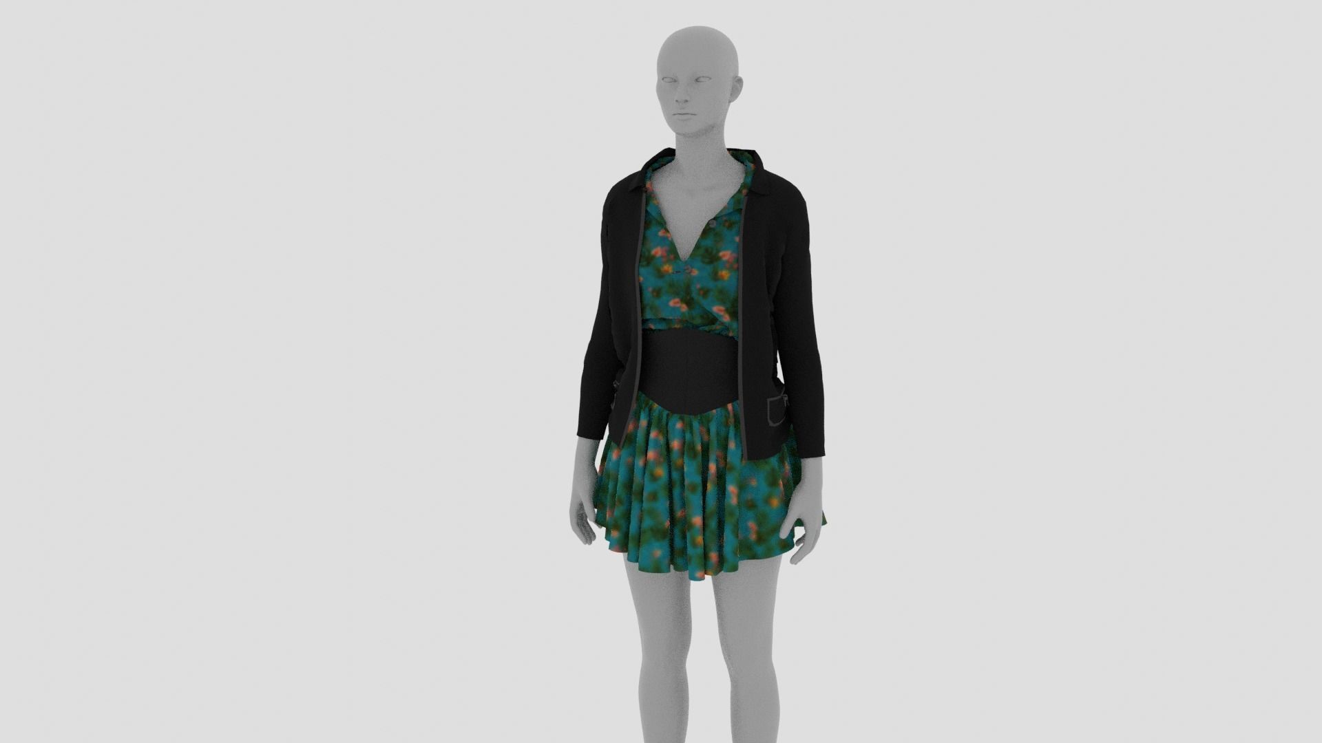 Womens Dress - Female Outfit Clothes Low-poly 3D model_15