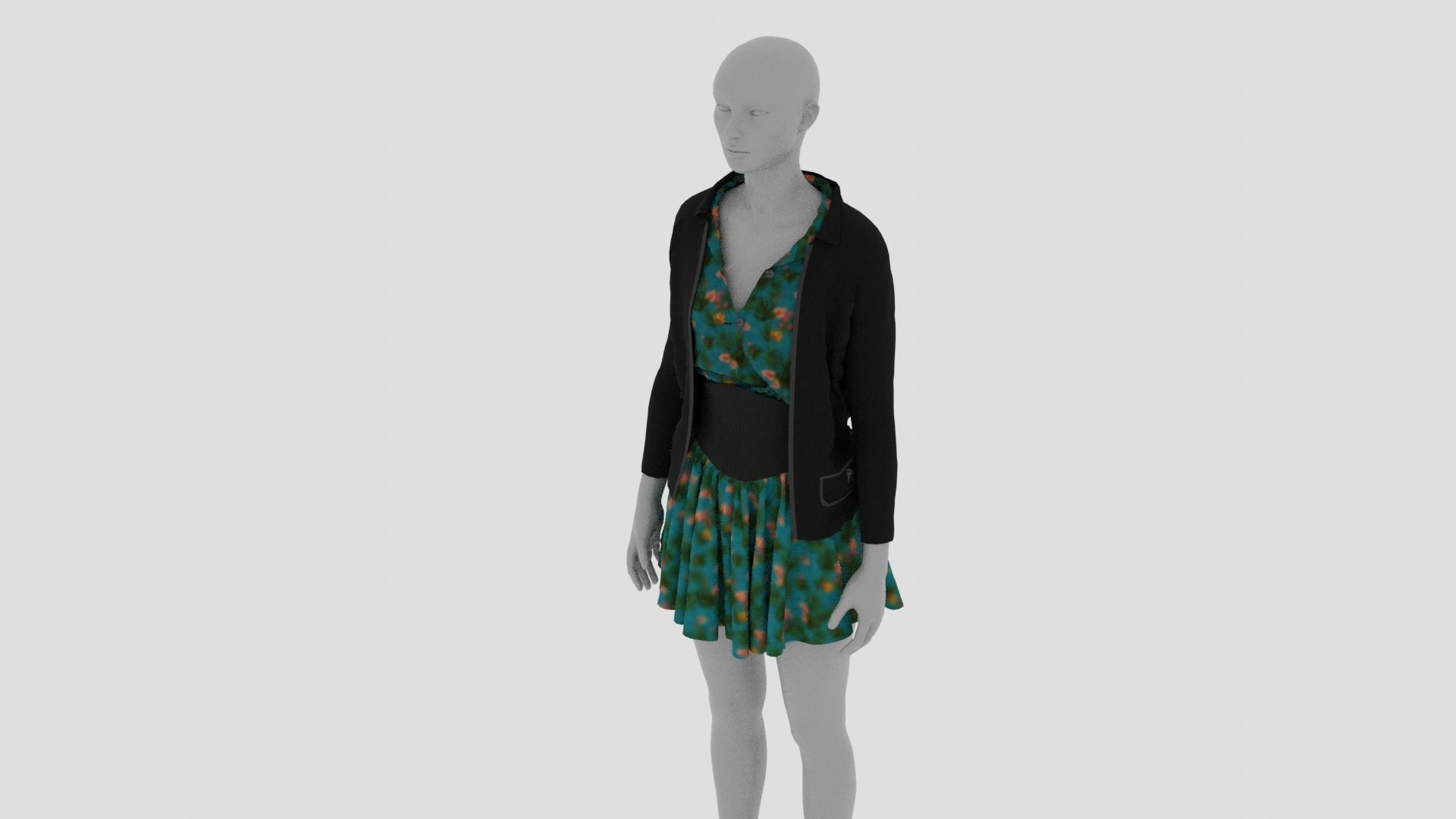 Womens Dress - Female Outfit Clothes Low-poly 3D model_5