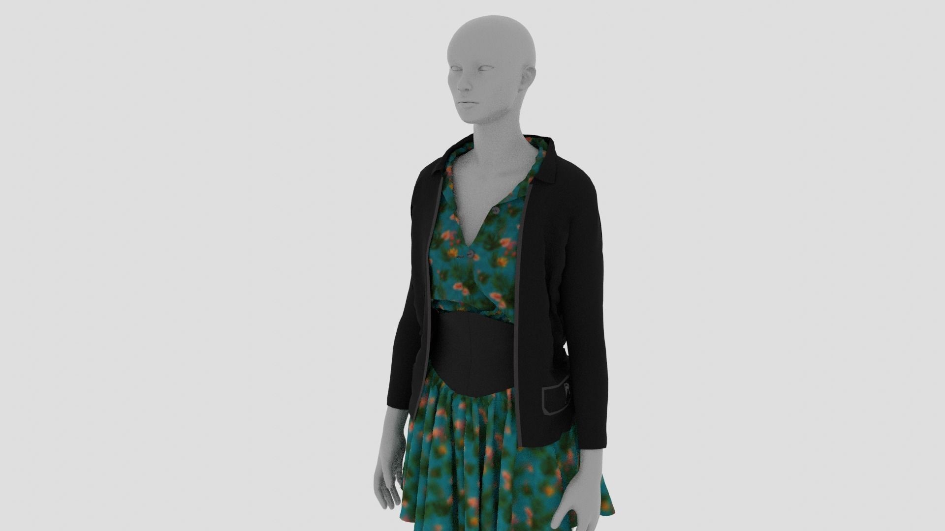 Womens Dress - Female Outfit Clothes Low-poly 3D model_11