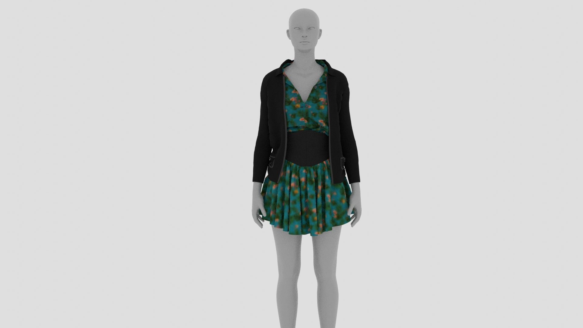 Womens Dress - Female Outfit Clothes Low-poly 3D model_1