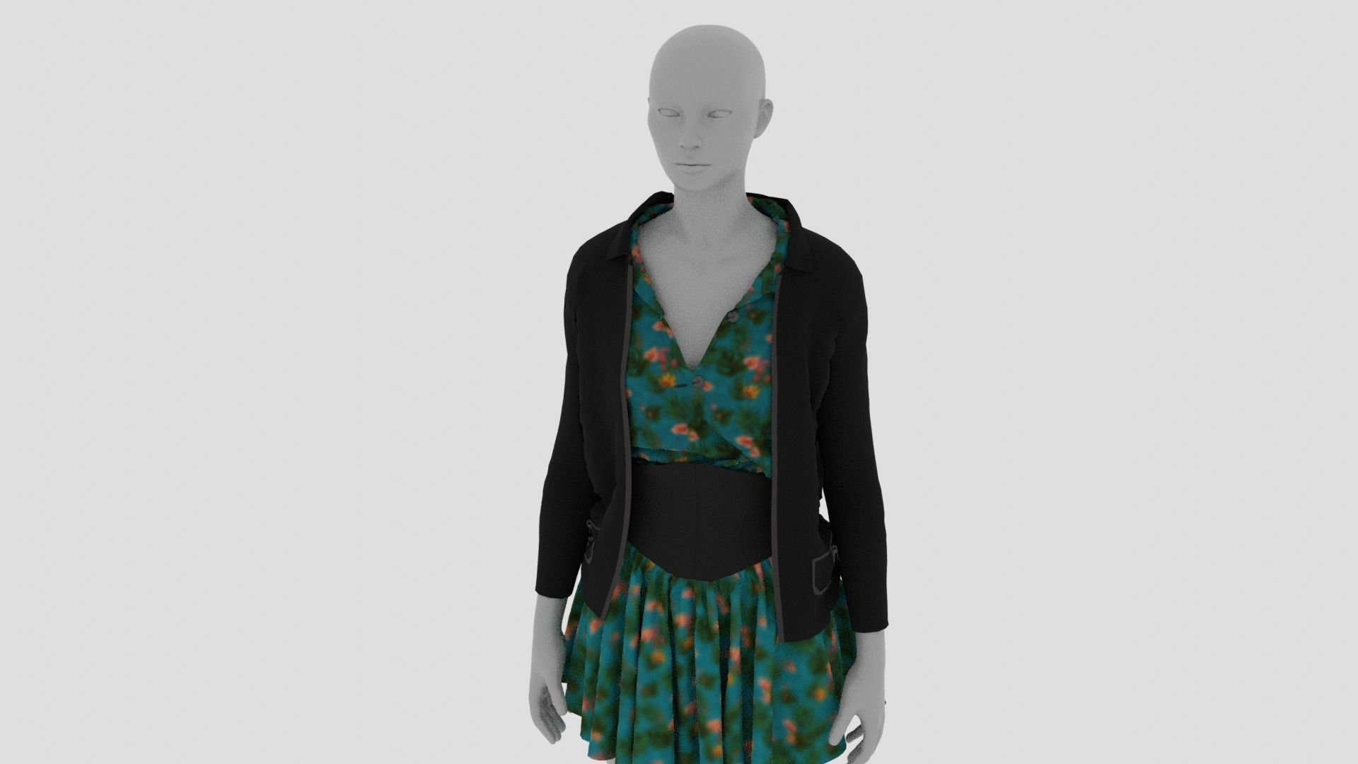 Womens Dress - Female Outfit Clothes Low-poly 3D model_13