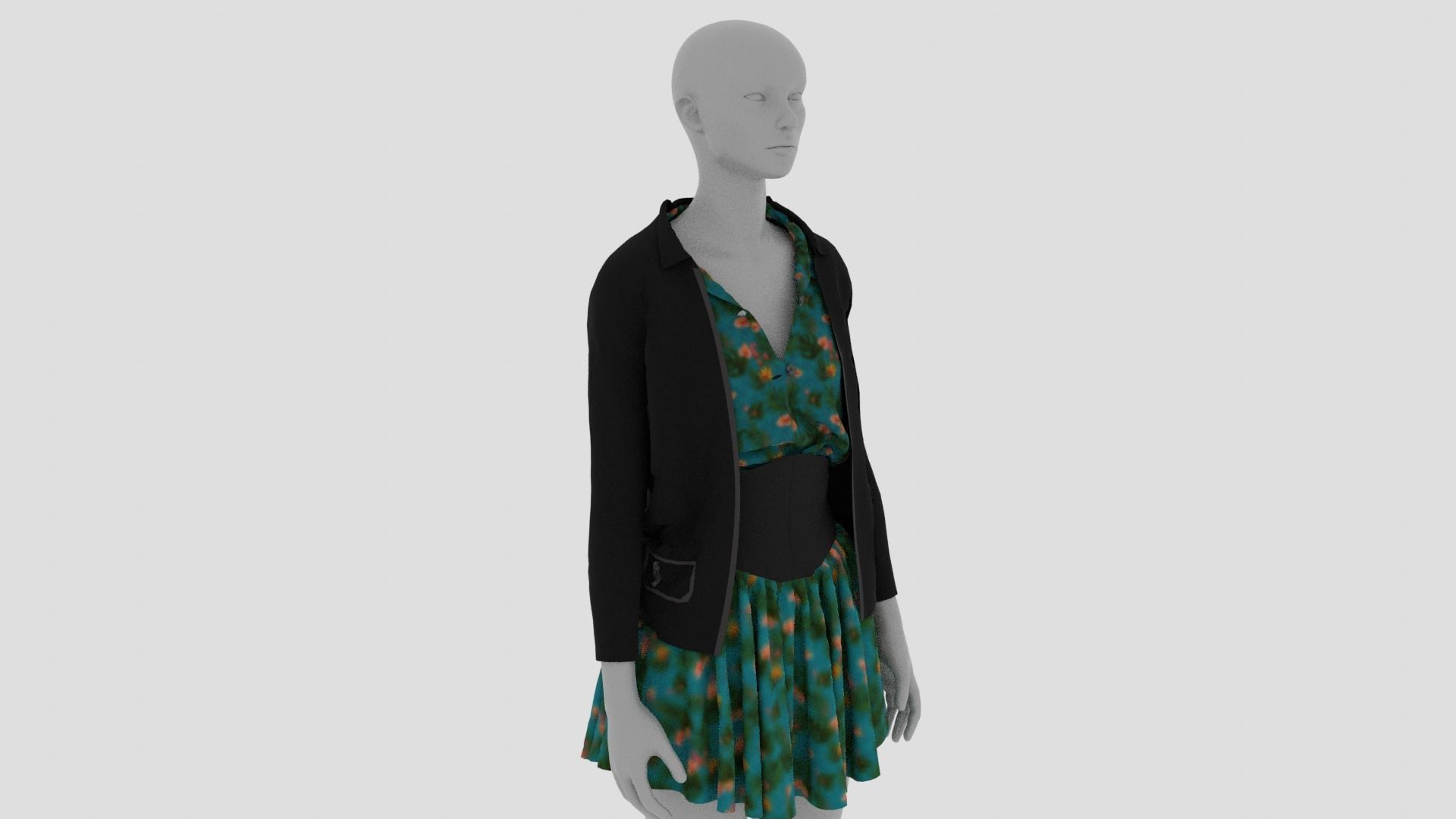 Womens Dress - Female Outfit Clothes Low-poly 3D model_9
