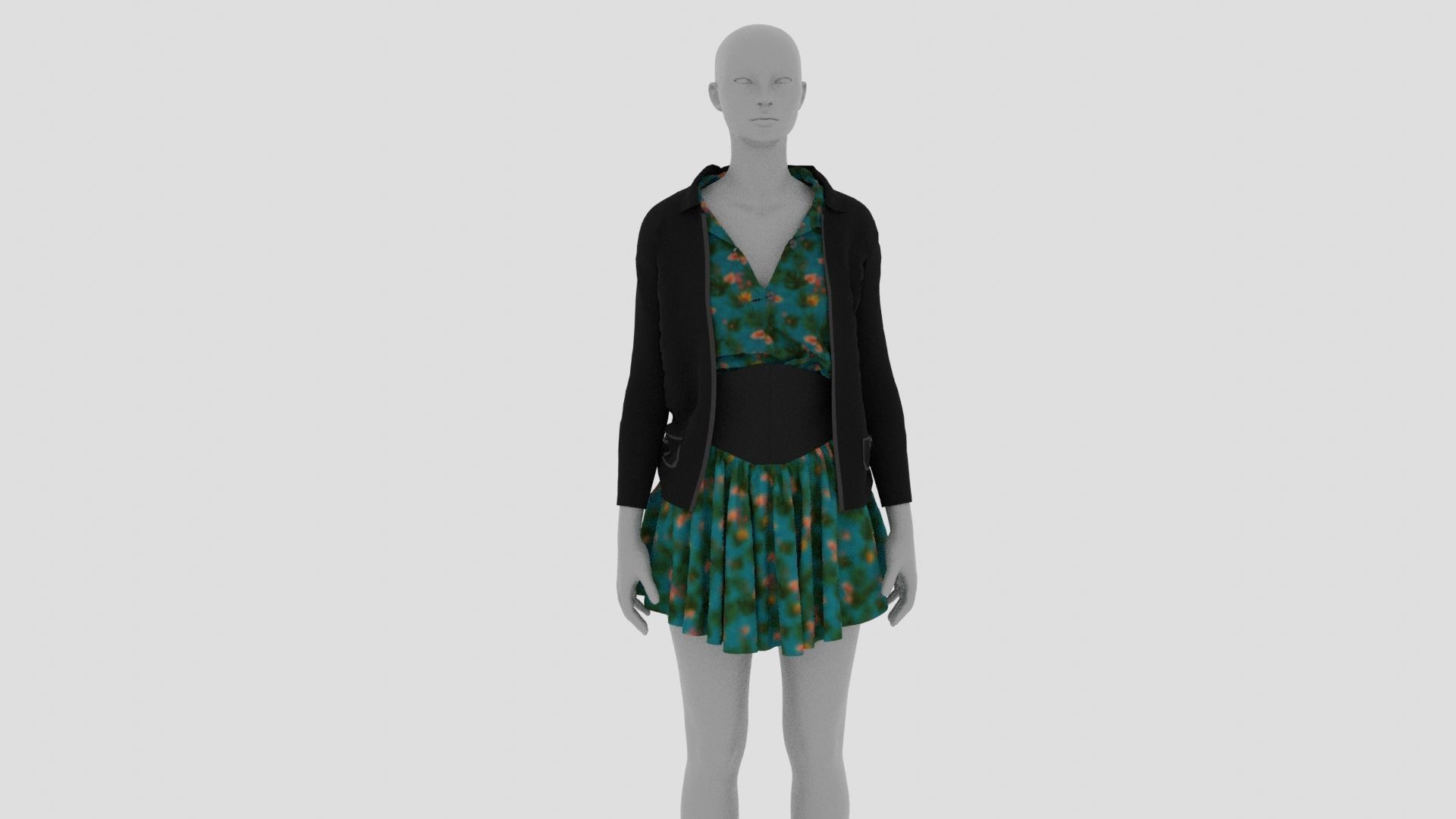 Womens Dress - Female Outfit Clothes Low-poly 3D model_16
