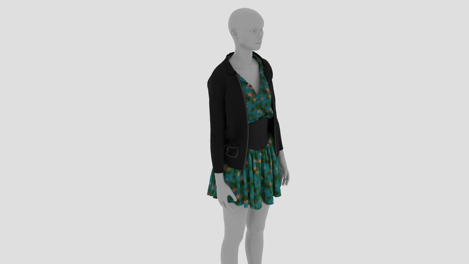 Womens Dress - Female Outfit Clothes Low-poly 3D model_3