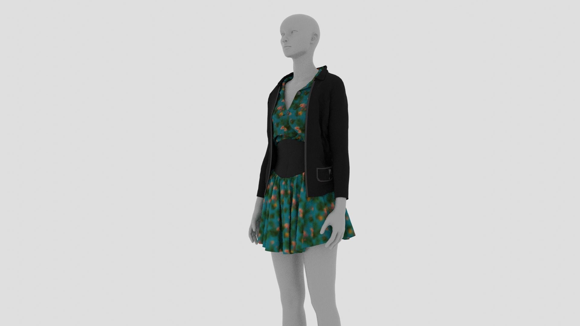Womens Dress - Female Outfit Clothes Low-poly 3D model_8