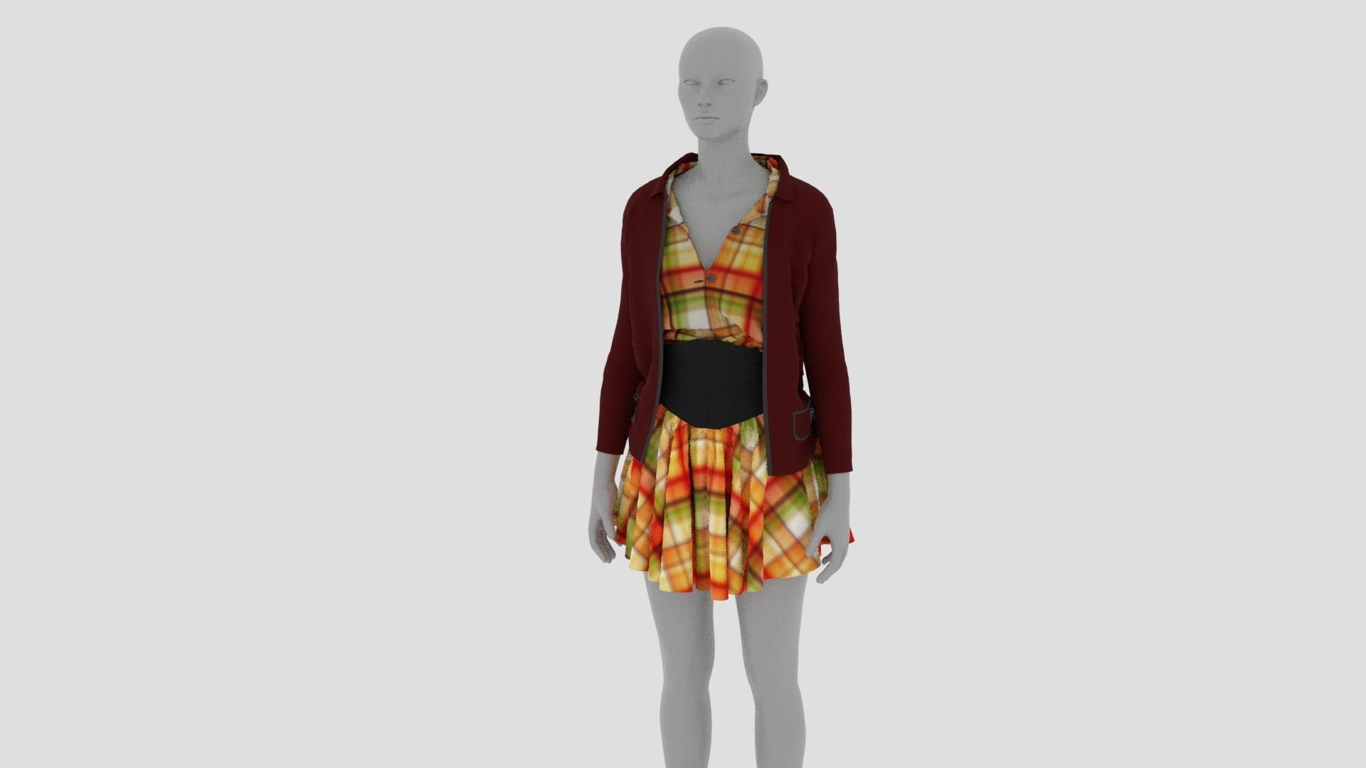 Womens Dress - Female Outfit Clothes Low-poly 3D model_15