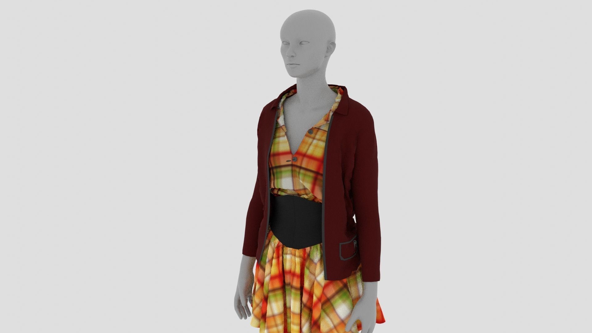 Womens Dress - Female Outfit Clothes Low-poly 3D model_11