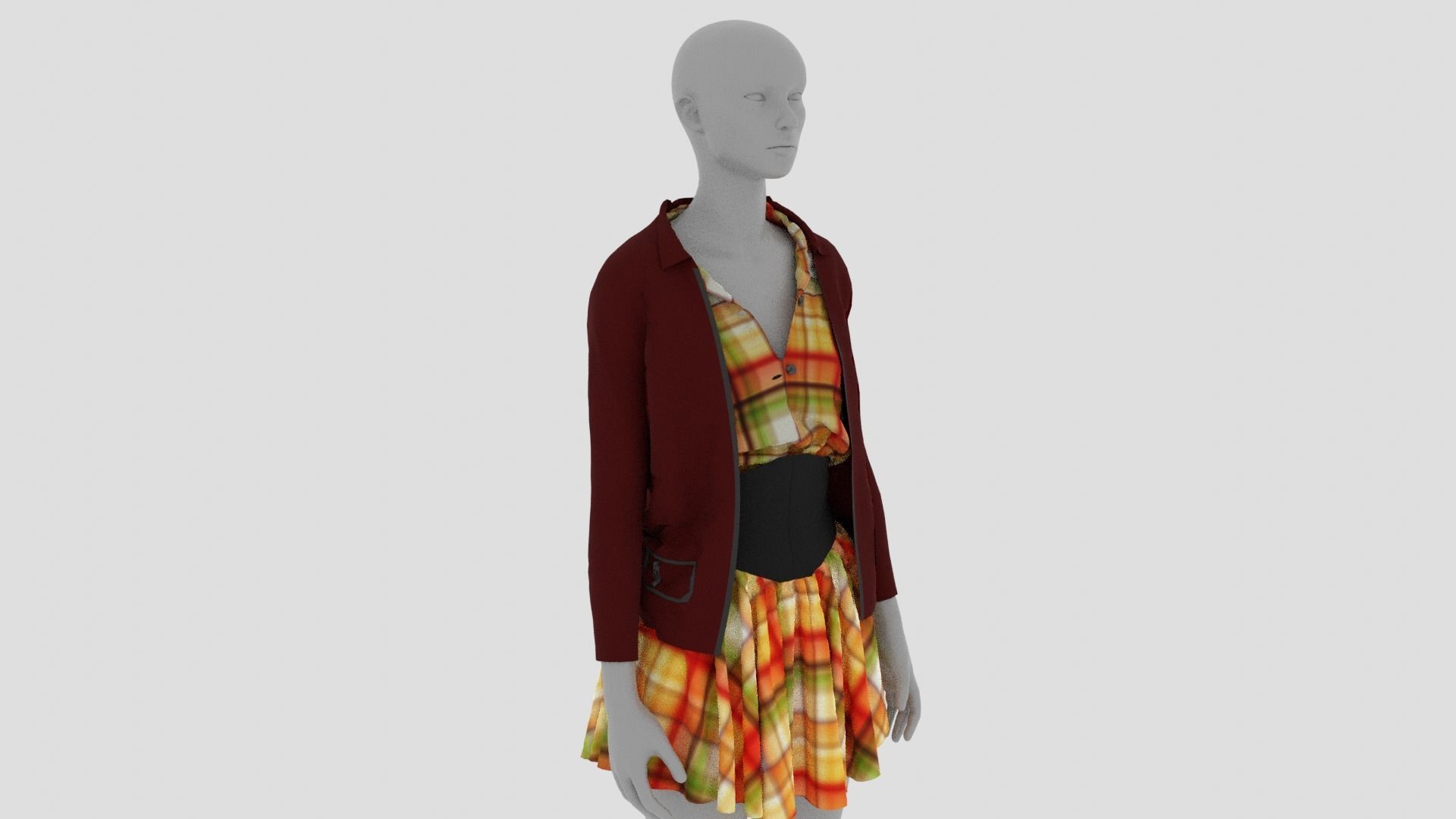 Womens Dress - Female Outfit Clothes Low-poly 3D model_9