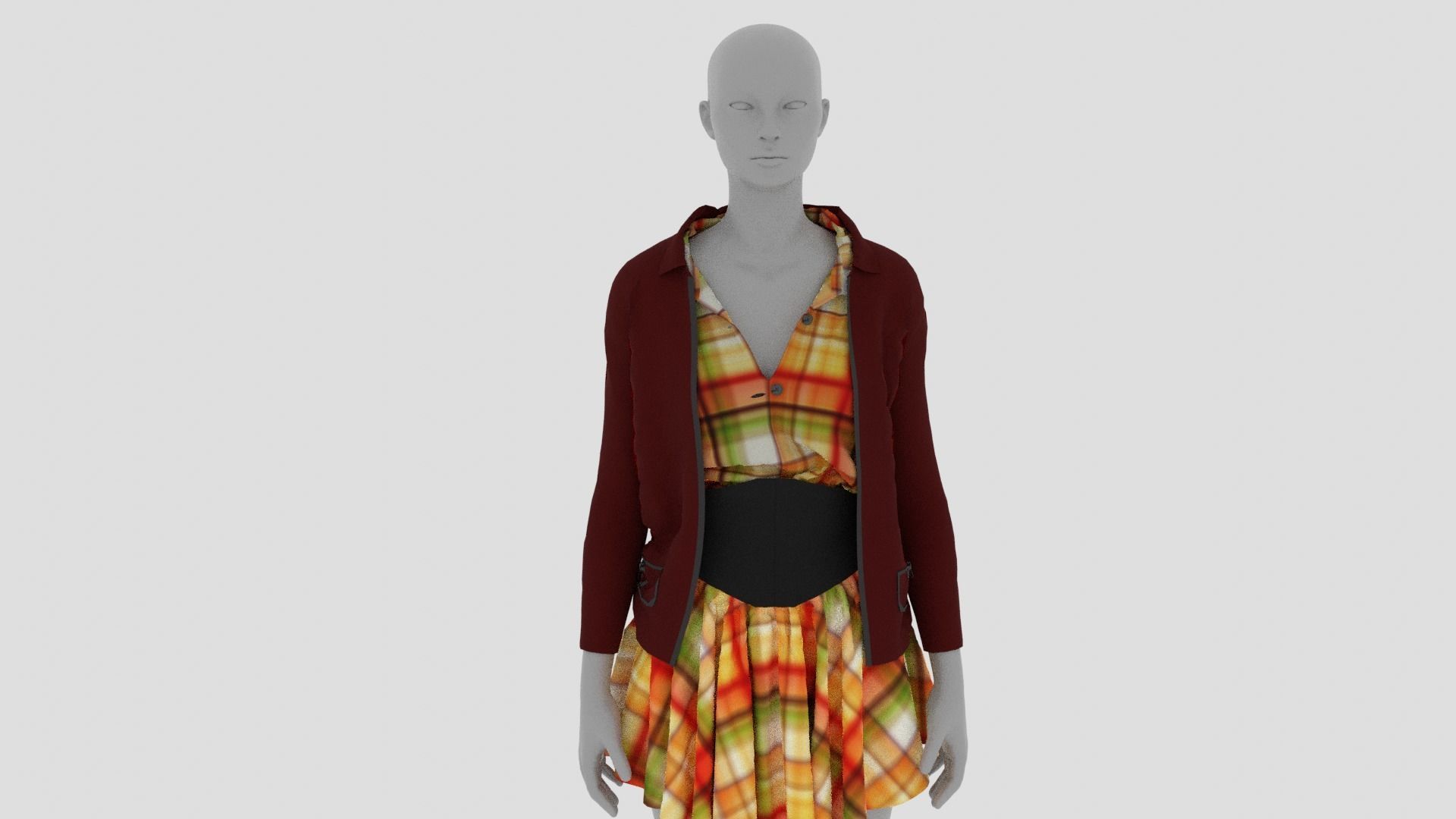 Womens Dress - Female Outfit Clothes Low-poly 3D model_10