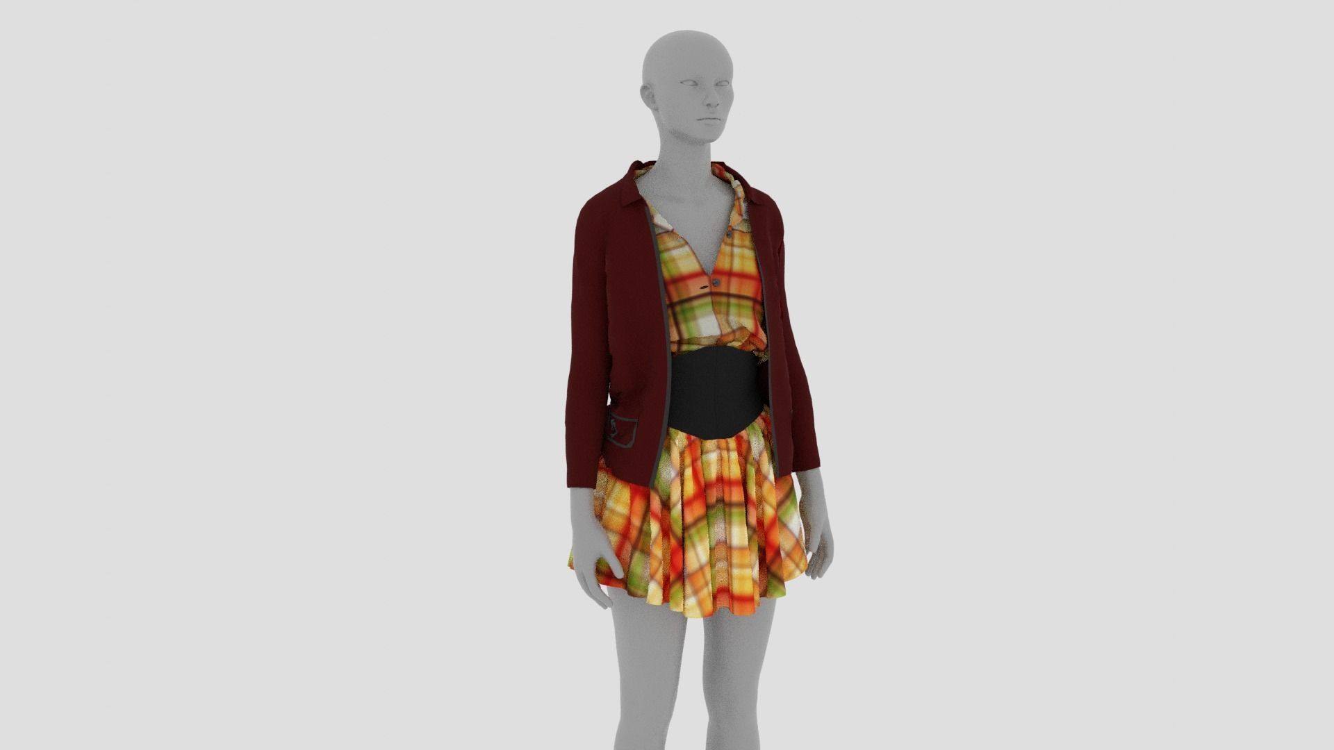 Womens Dress - Female Outfit Clothes Low-poly 3D model_17