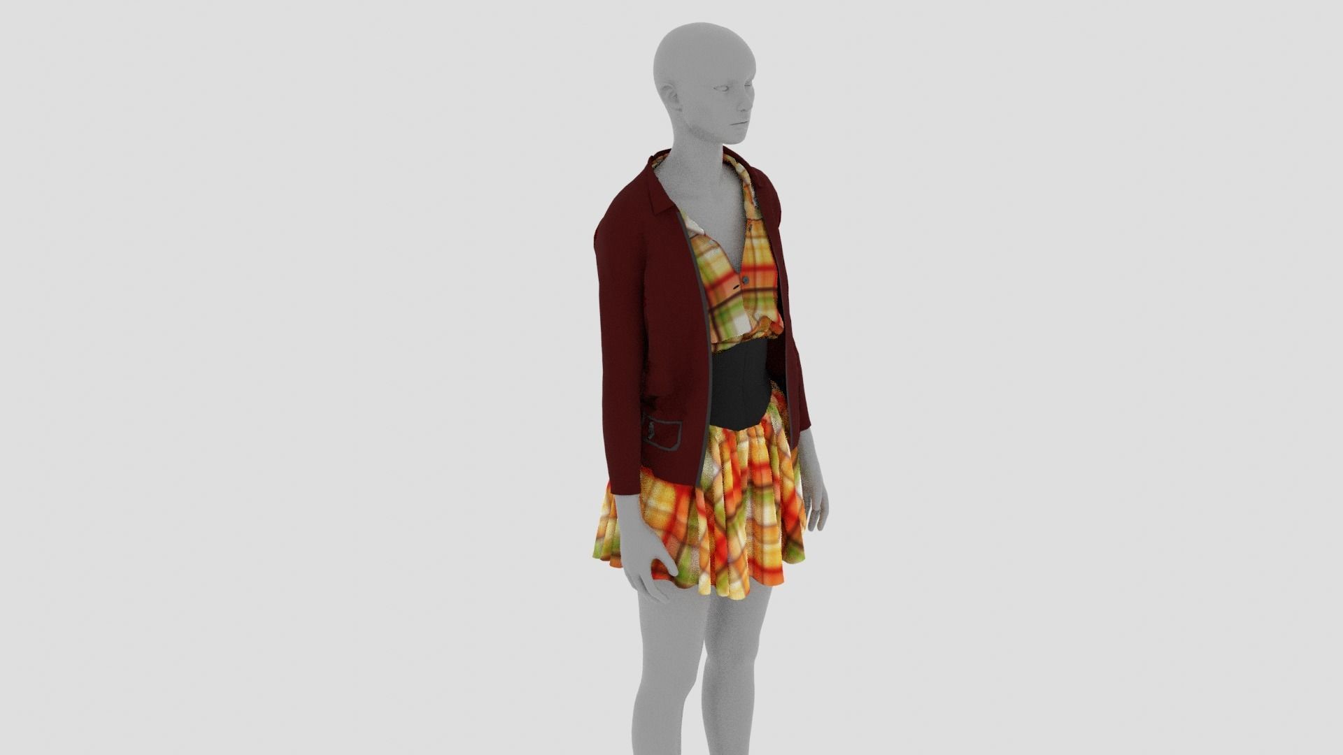 Womens Dress - Female Outfit Clothes Low-poly 3D model_3