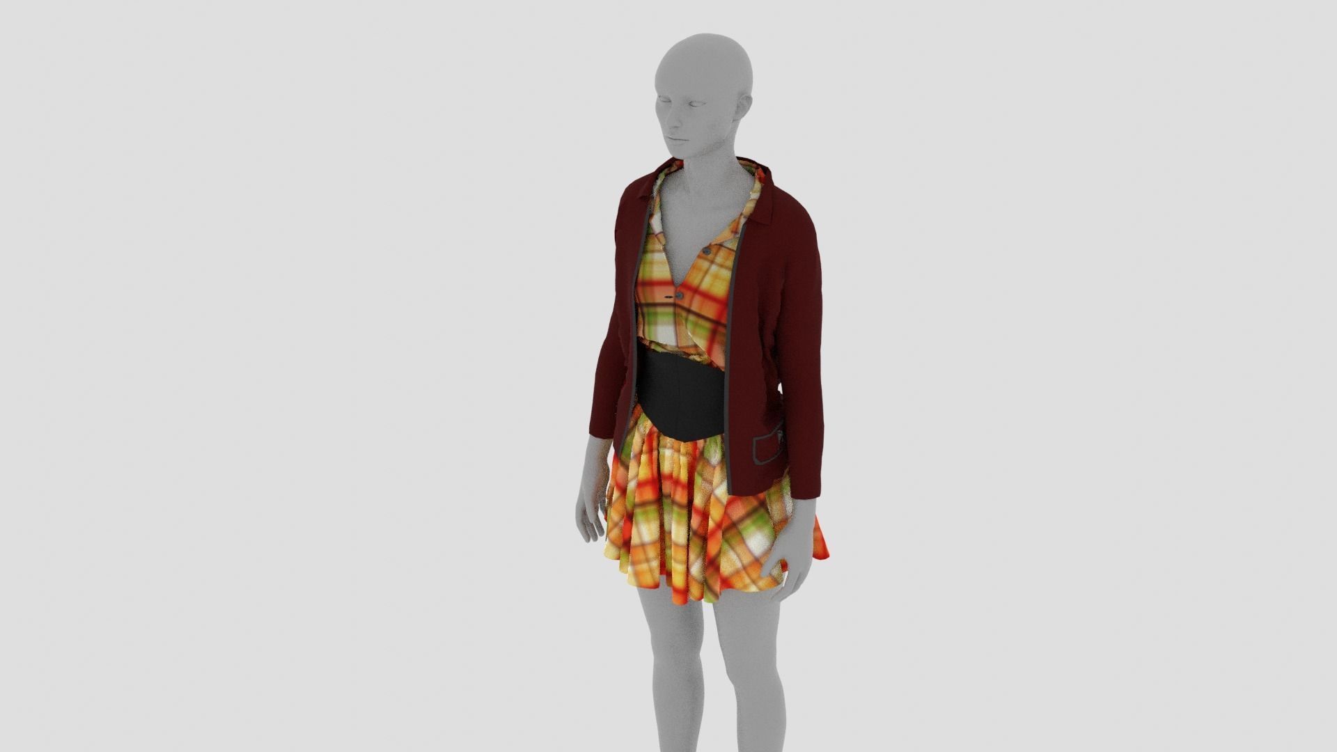 Womens Dress - Female Outfit Clothes Low-poly 3D model_5
