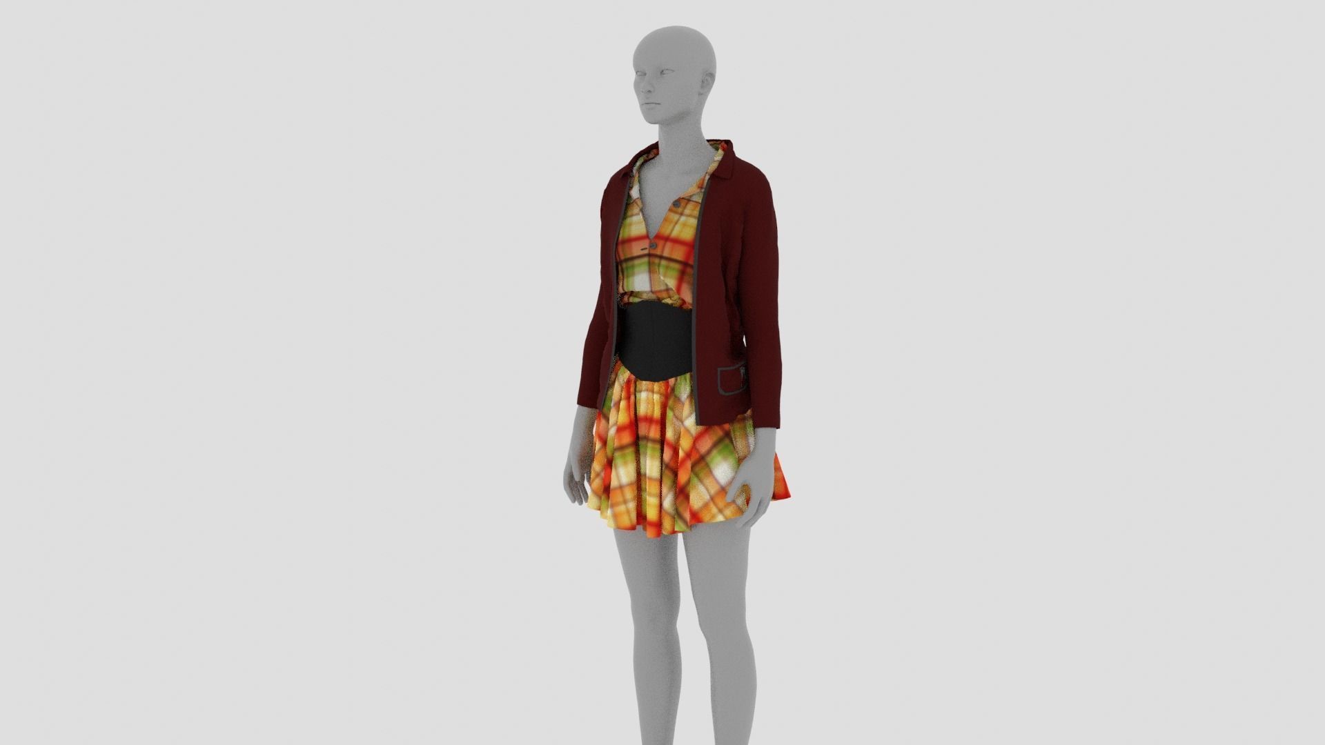 Womens Dress - Female Outfit Clothes Low-poly 3D model_2