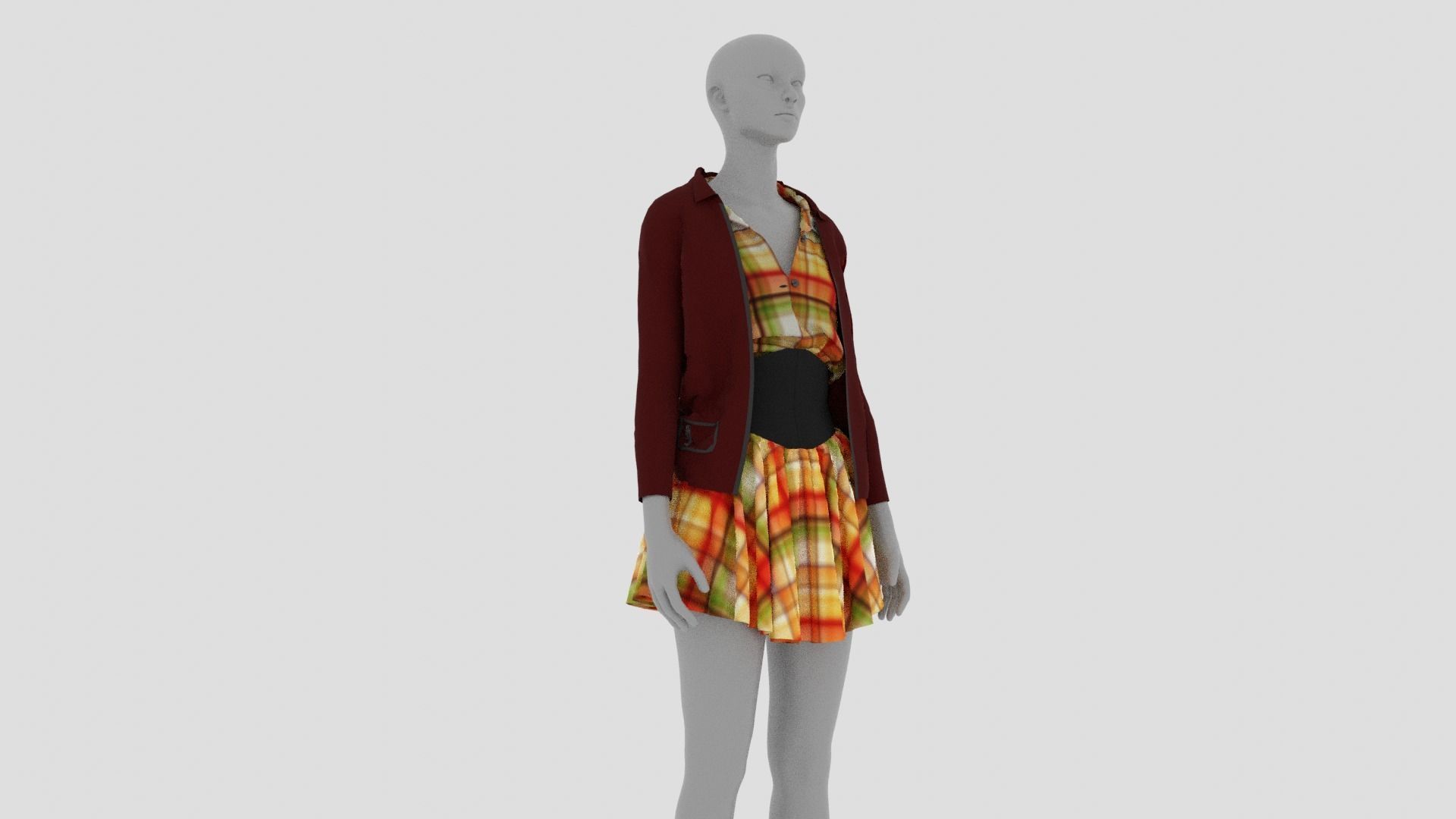 Womens Dress - Female Outfit Clothes Low-poly 3D model_6